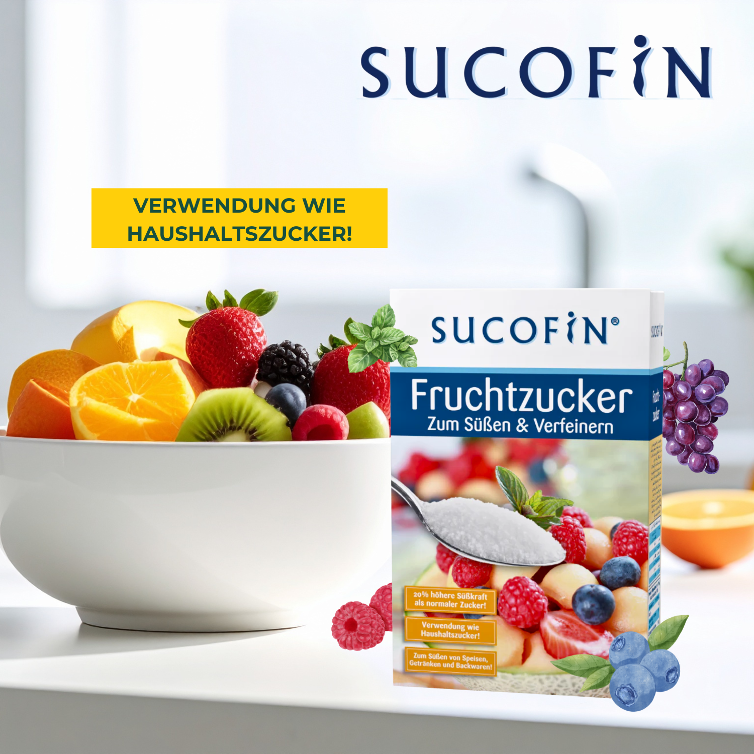 SUCOFIN Fruchtzucker 500g Frucht Zucker