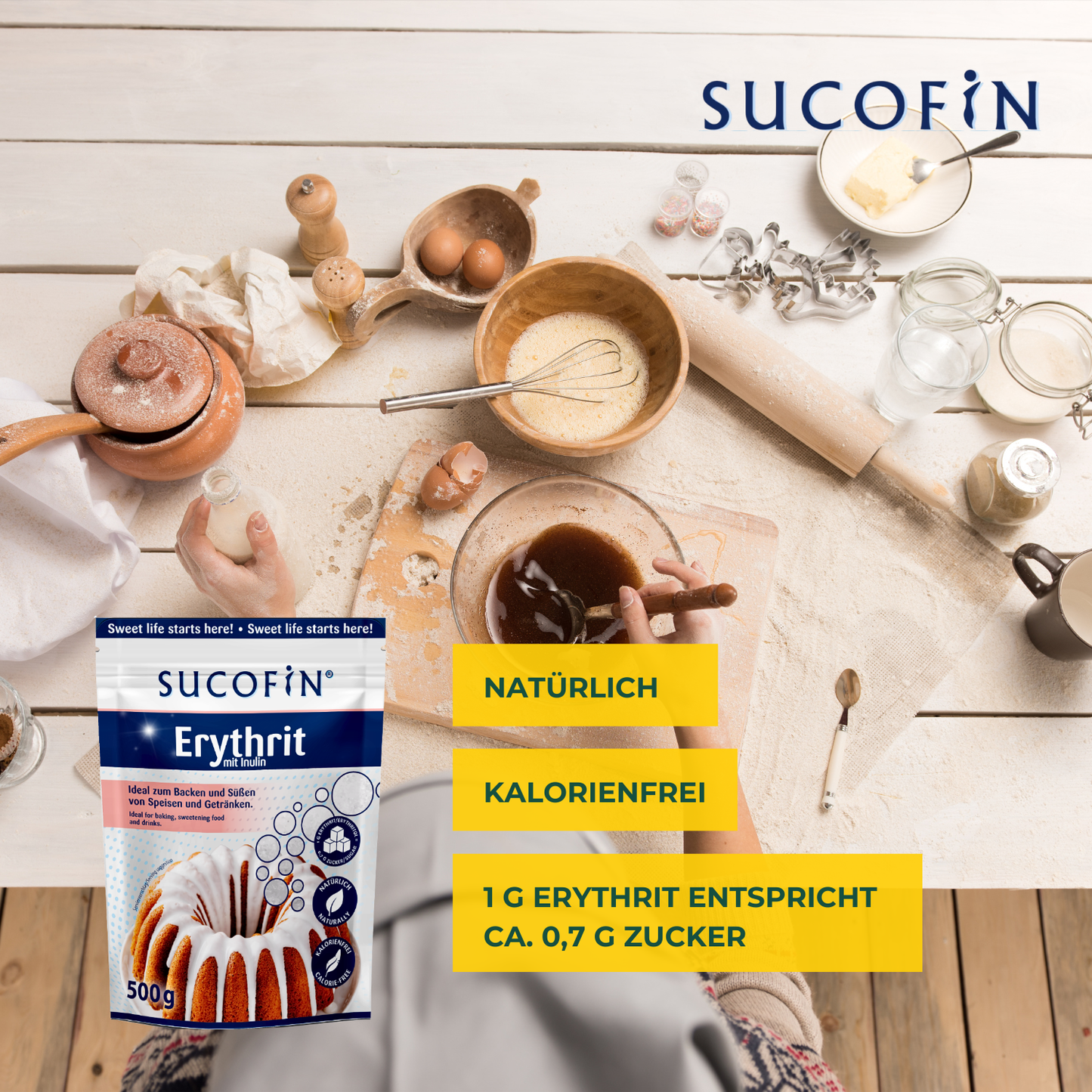 SUCOFIN Erythrit mit Inulin 10 x 500g