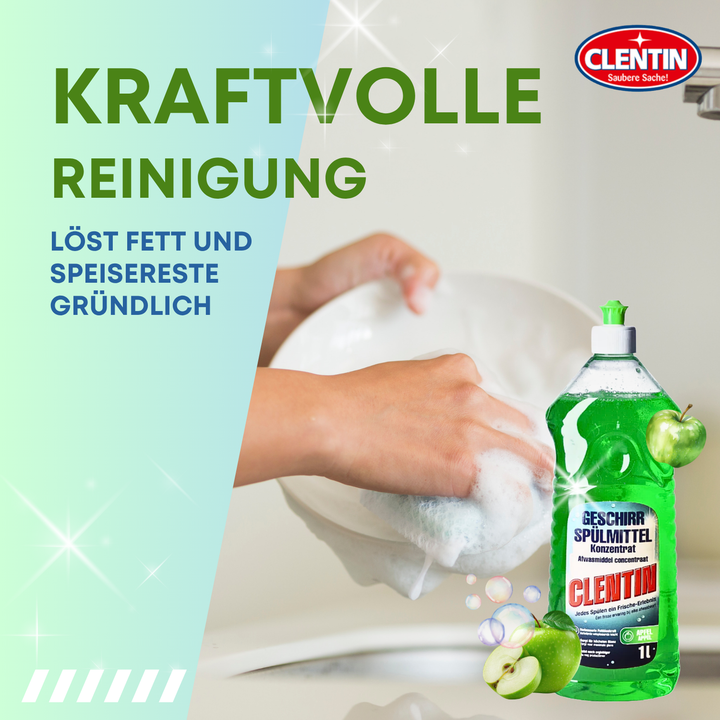 CLENTIN Geschirrspülmittel Apfel 12 x 1000ml