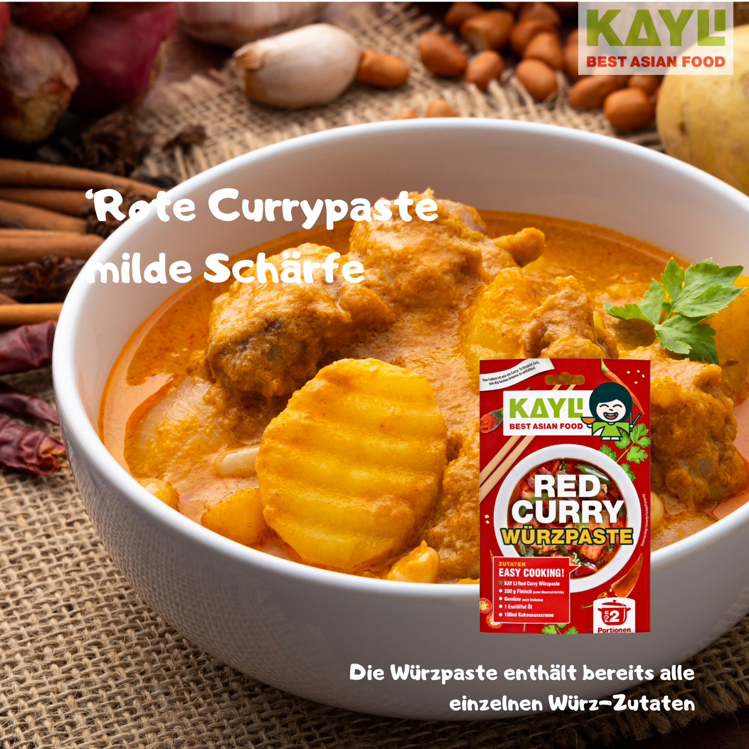 KAY LI Rote Curry Paste 15 x 50g