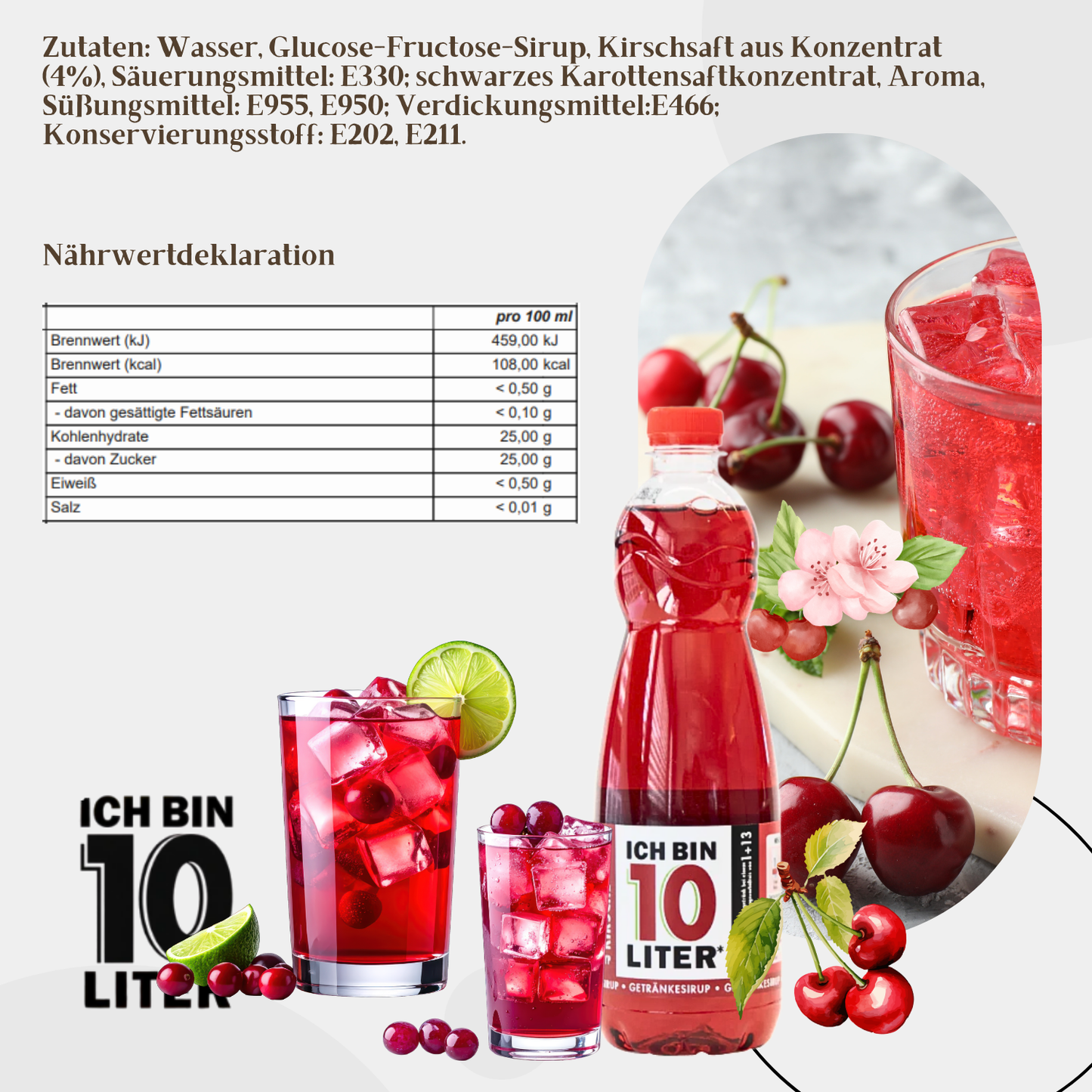 ICH BIN 10 LITER Kirschblüte Sirup 6 x 0,7l