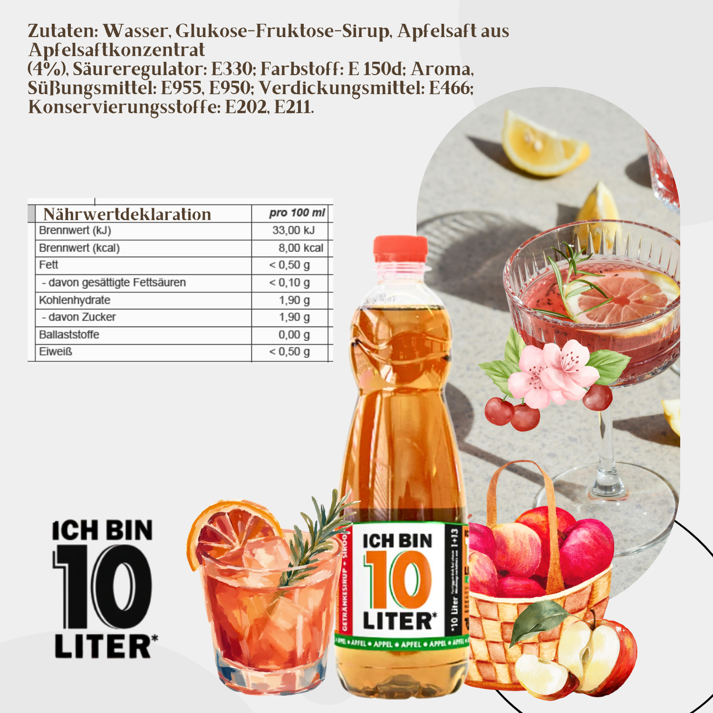 ICH BIN 10 LITER Apfel Sirup 1 x 0,7l