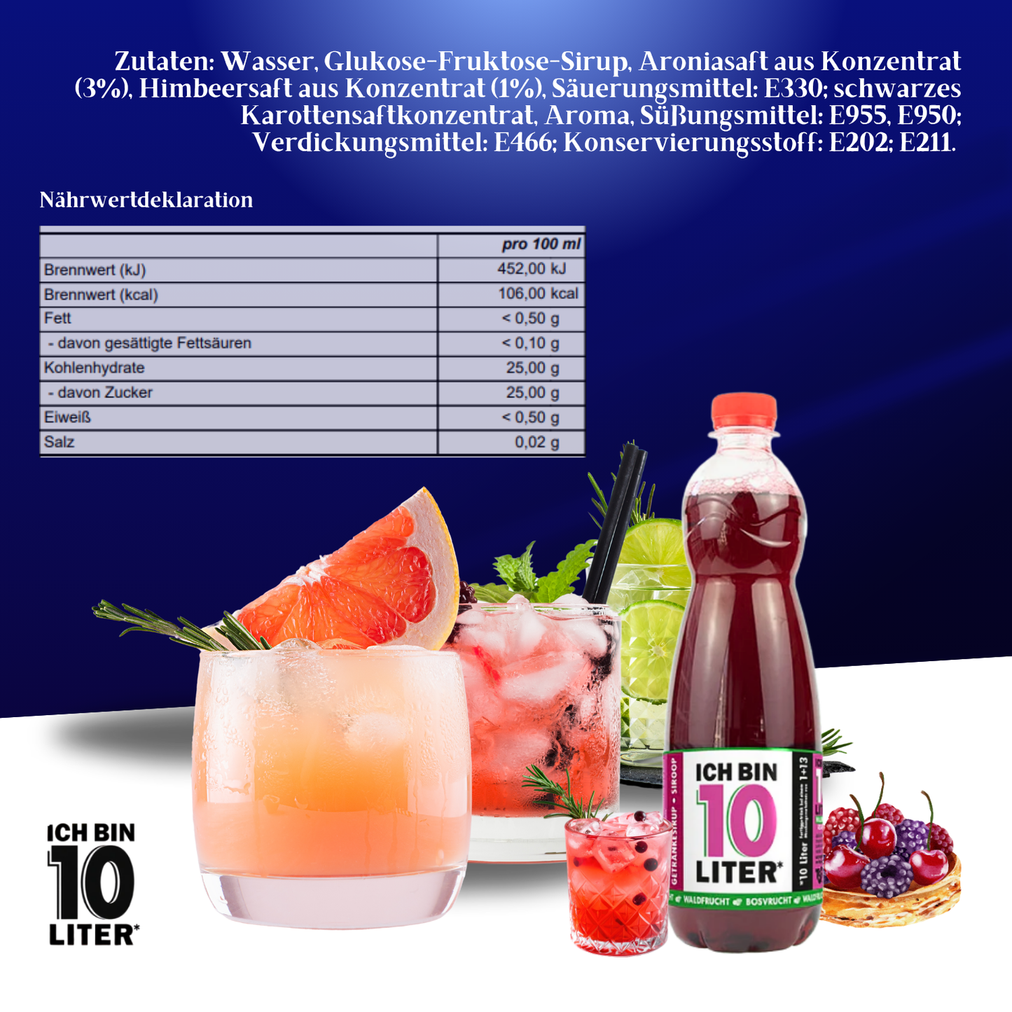 ICH BIN 10 LITER Waldfrucht Sirup 6 x 0,7l