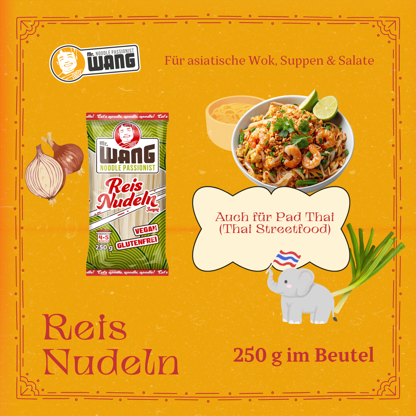 MR Wang Reisnudeln 250g Vegan, glutenfrei