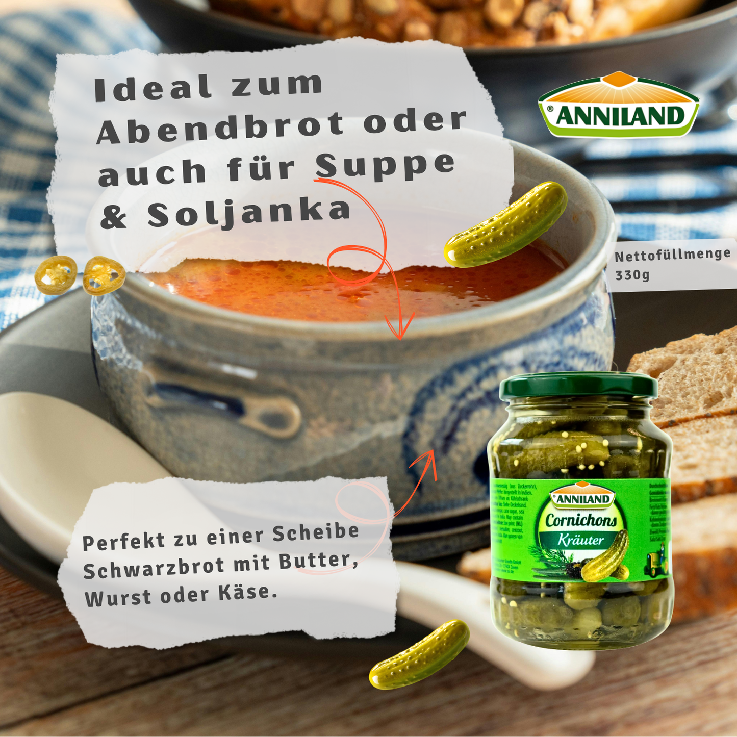 ANNILAND Cornichons Kräuter 330g