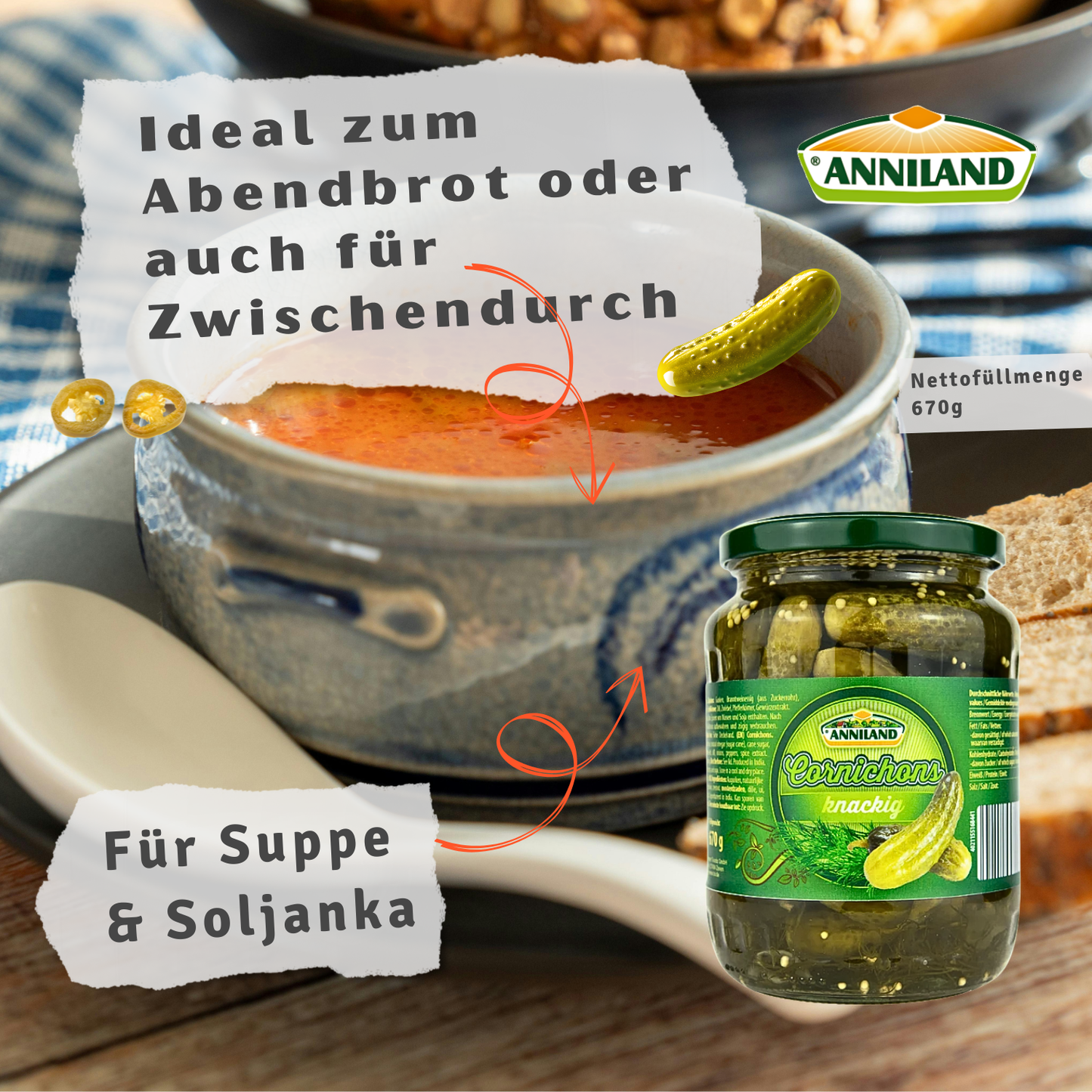 ANNILAND Cornichons 670g