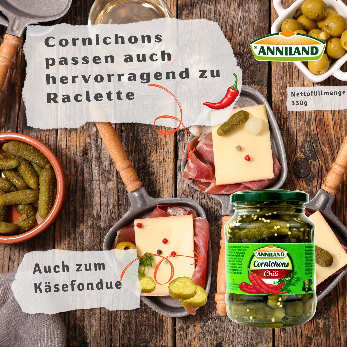 ANNILAND Cornichons mit Chili 330g
