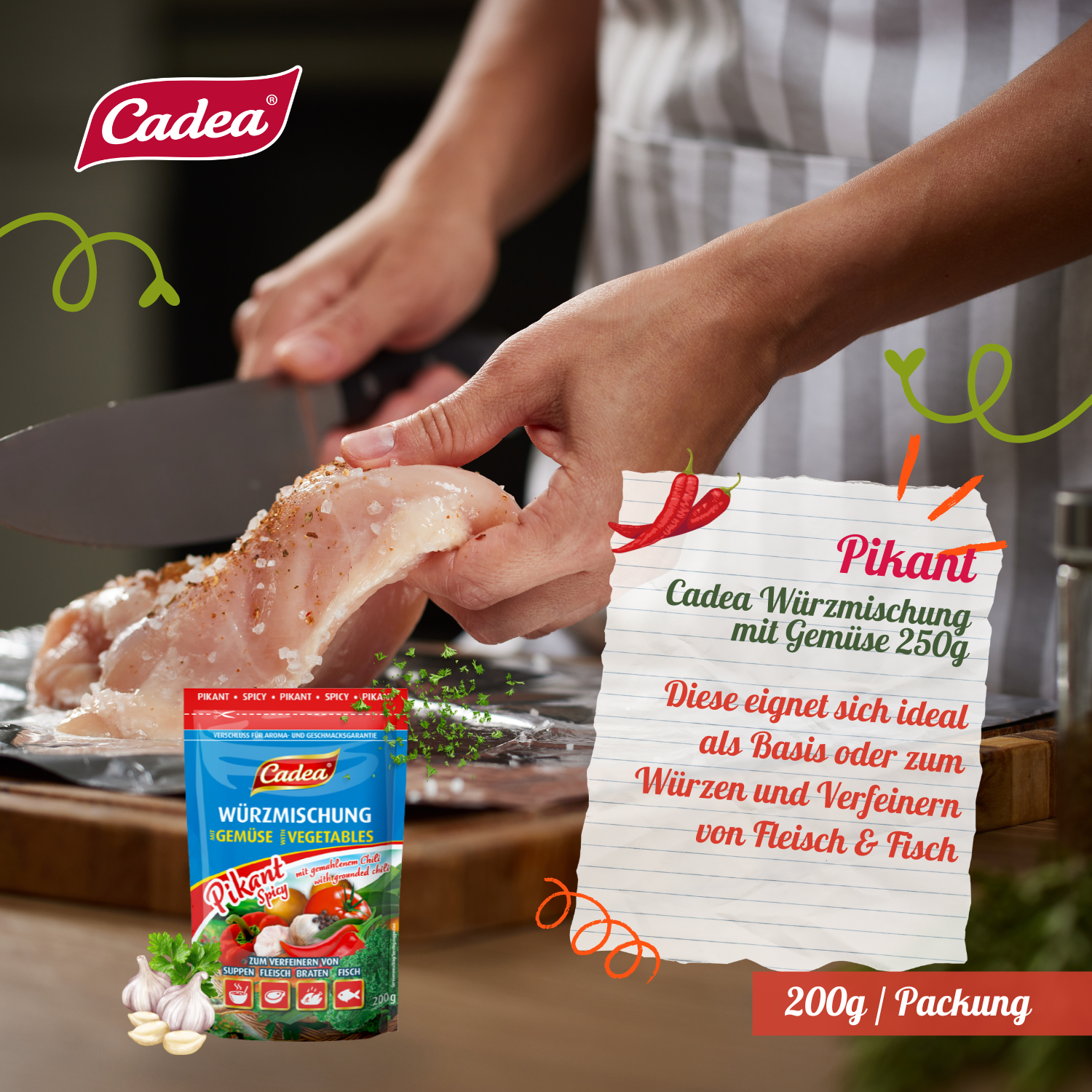 CADEA Würzmischung mit Gemüse Pikant 20 x 200g