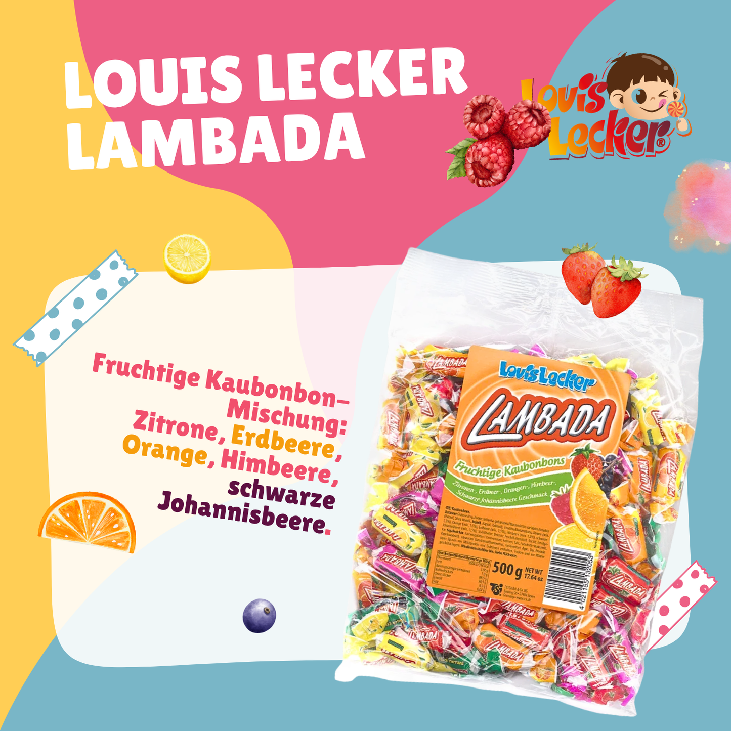 LOUIS LECKER Fruchtkaubonbons Sauer 10 x 500g