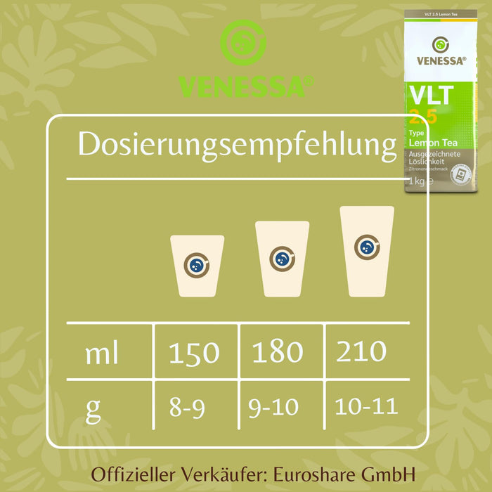 VENESSA VLT 2.5 Teegetränk Zitrone 10 x 1kg Instant Zitronentee, Tee-Pulver für Automaten