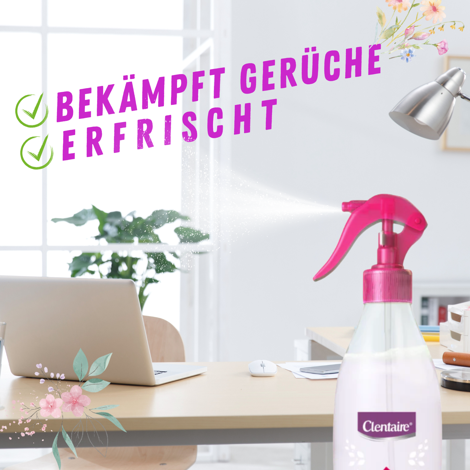 CLENTAIRE Lufterfrischer & Textilerfrischer Paradise Flowers 12 x 425ml