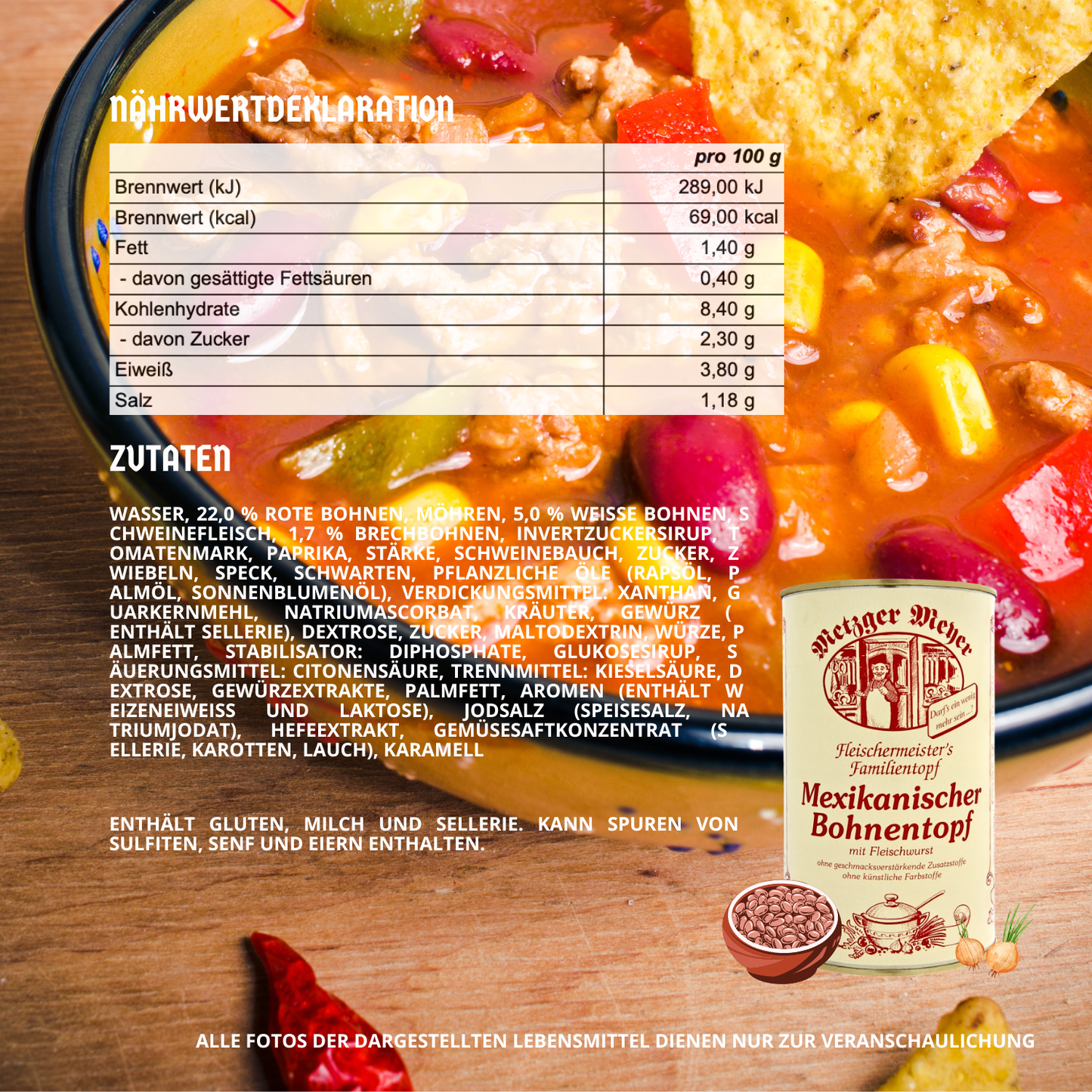 Metzger Meyer Mexikanischer Bohneneintopf mit Fleischwurst 6 x 1,2L