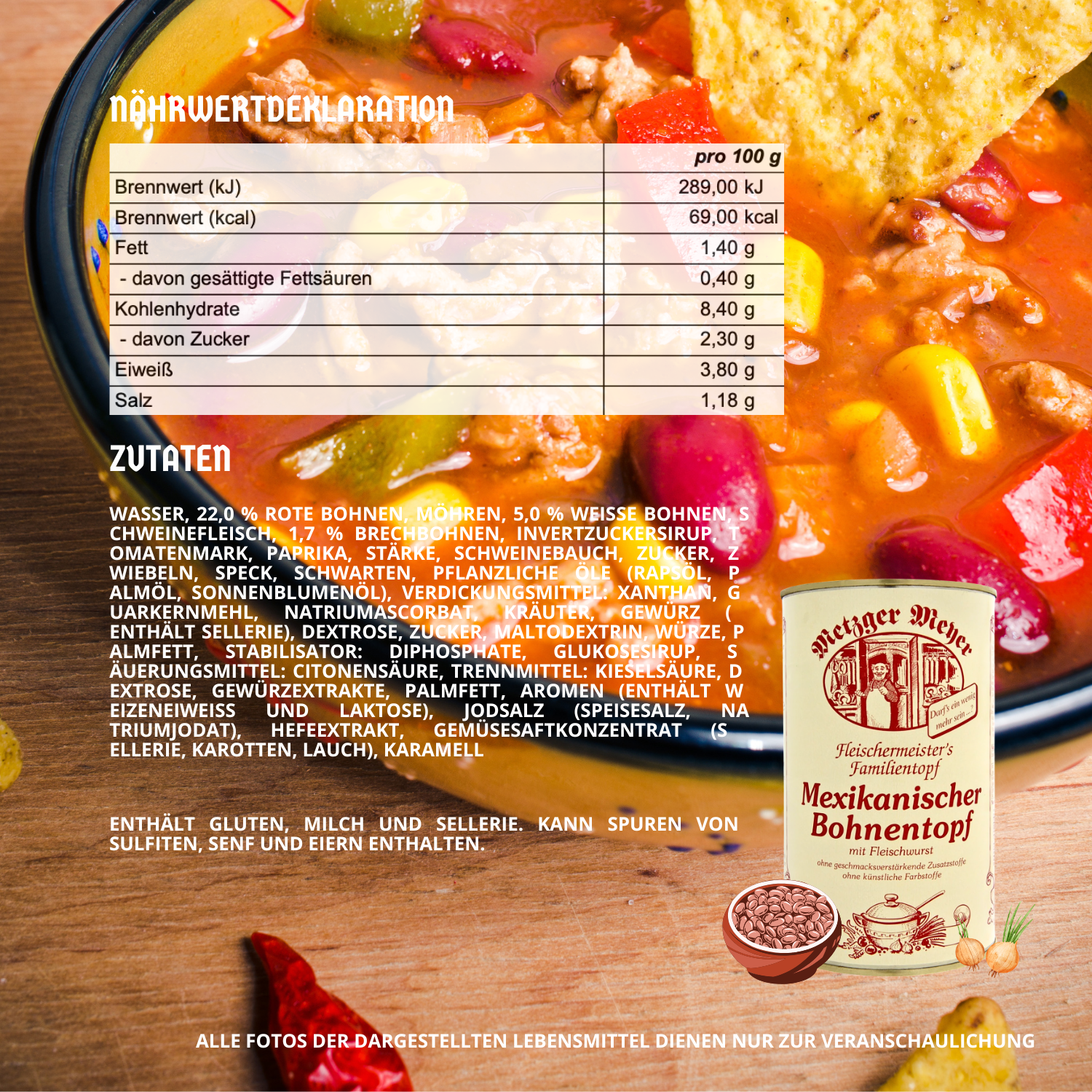 Metzger Meyer Mexikanischer Bohneneintopf mit Fleischwurst 6 x 1,2L