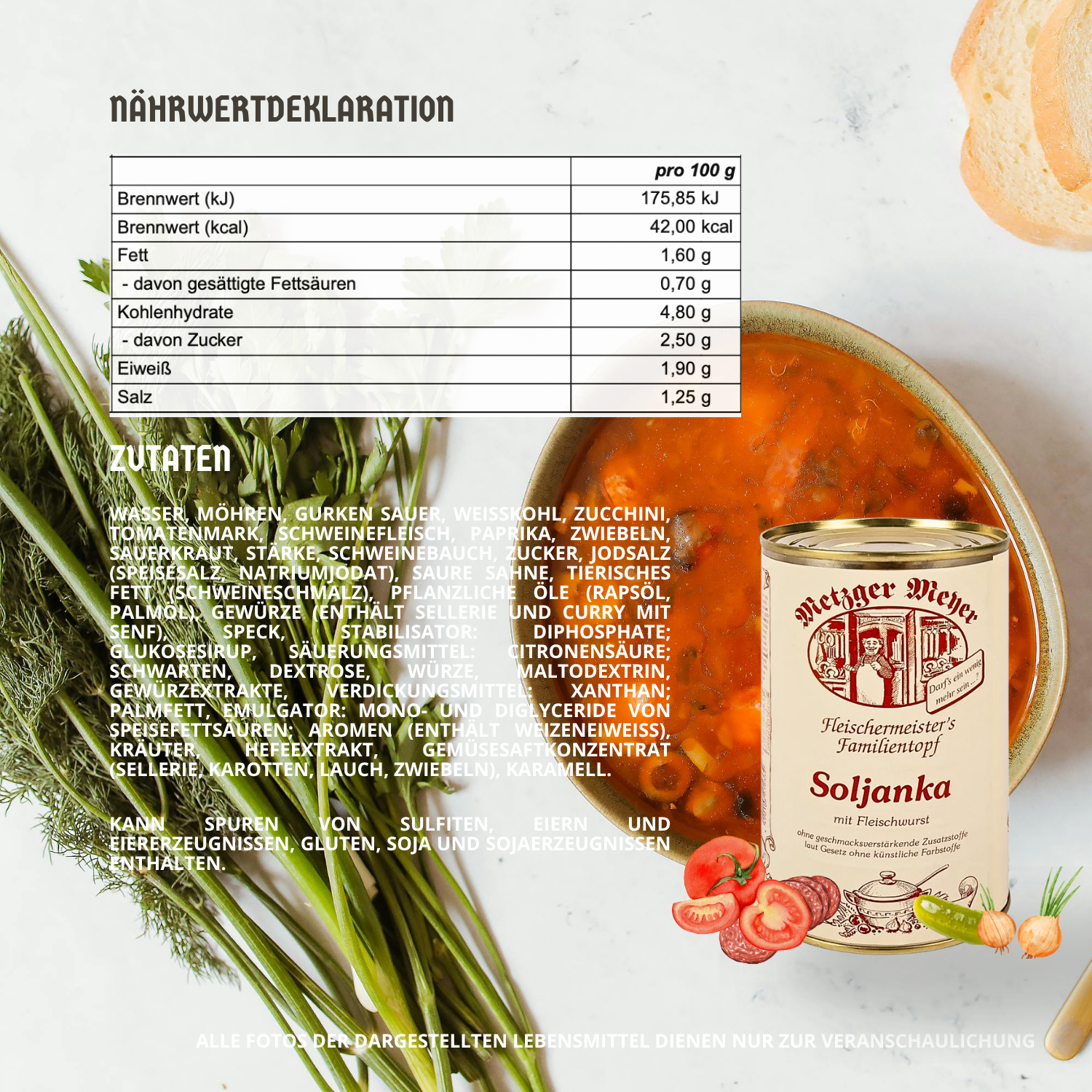 Metzger Meyer Soljanka mit Fleischwurst 6 x 1,2L