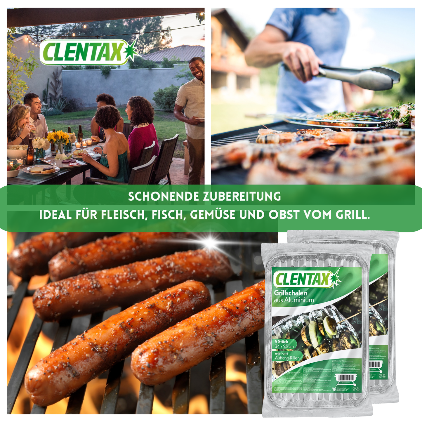 CLENTAX Grillschale aus Aluminium 20 x 5 Stk