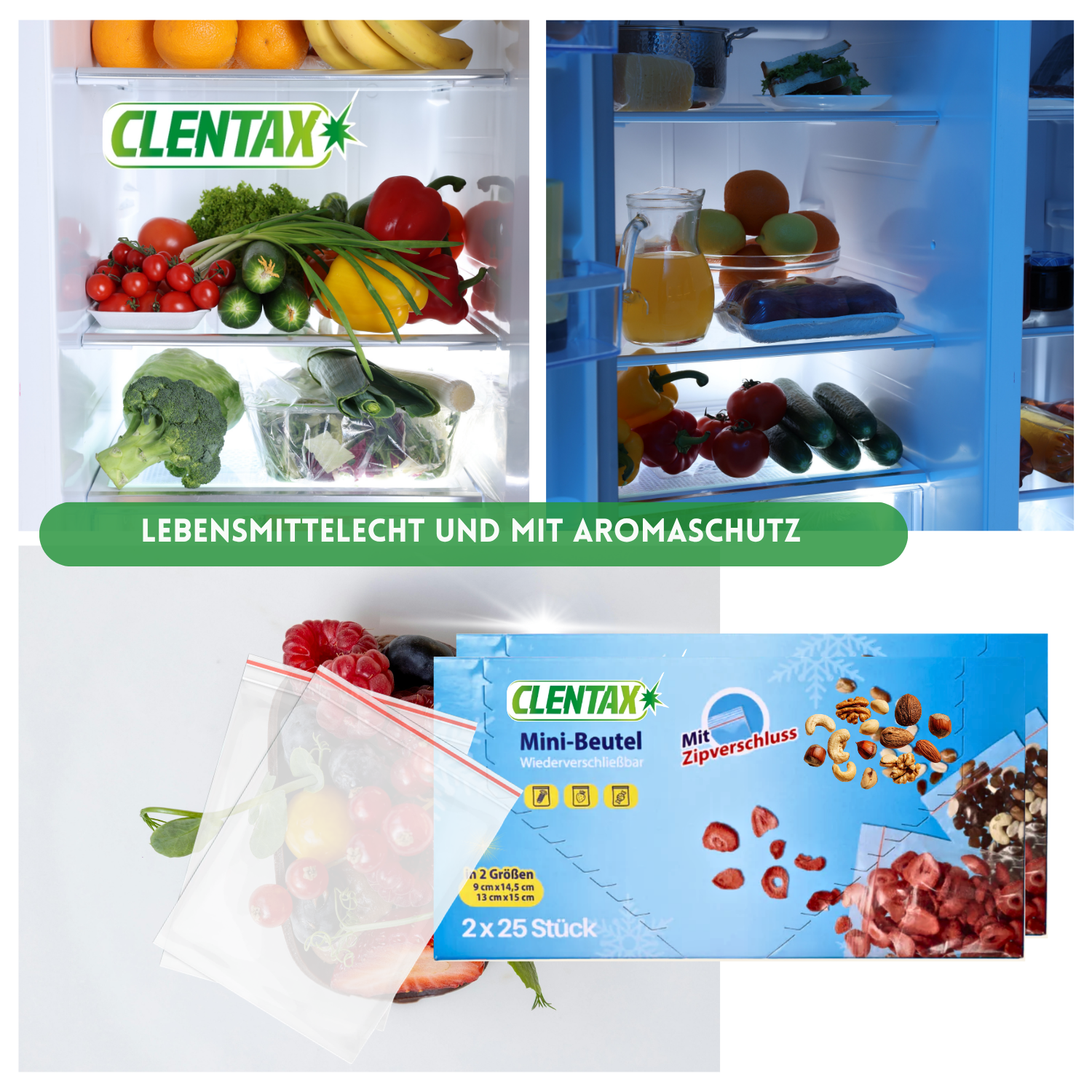 CLENTAX Haushaltsbeutel Mini 21 x 50 Stk ( in 2 Größen ) Lebensmittelecht