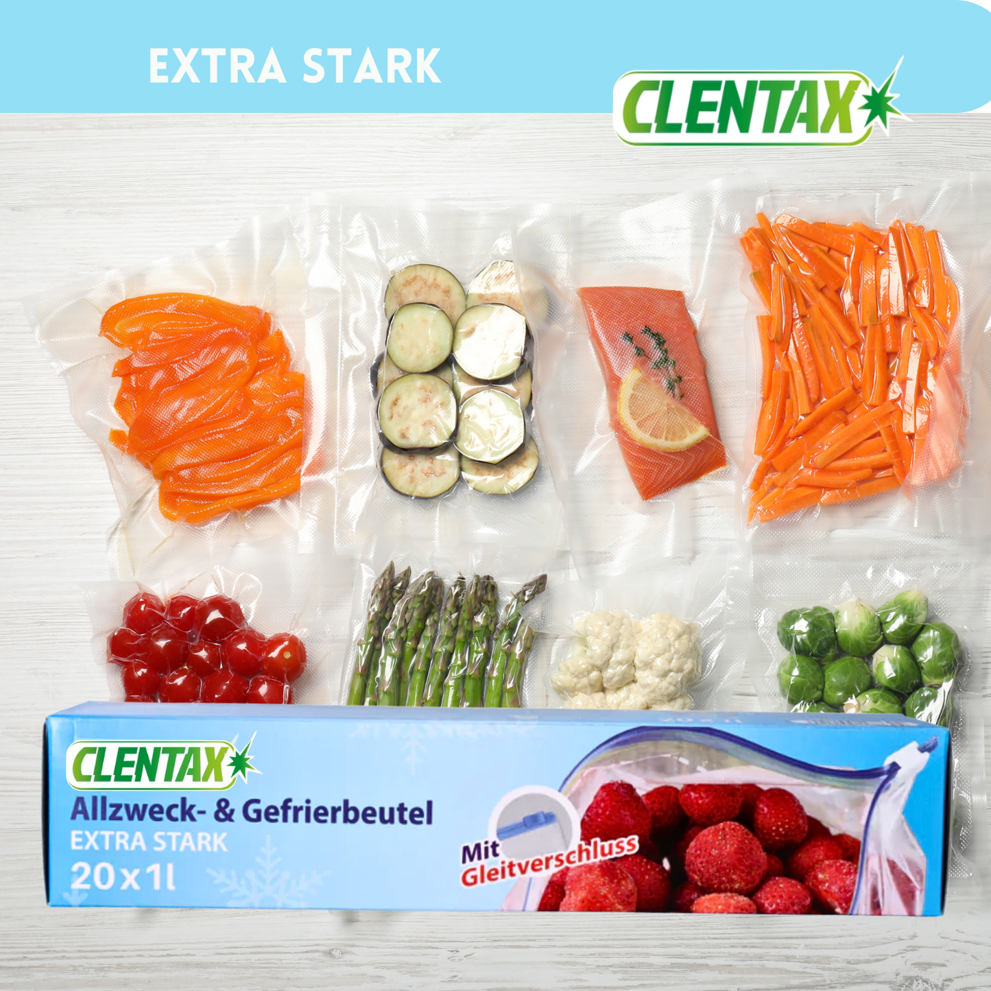 CLENTAX Gefrierbeutel 1L mit Gleitverschluss 30 x 20 St