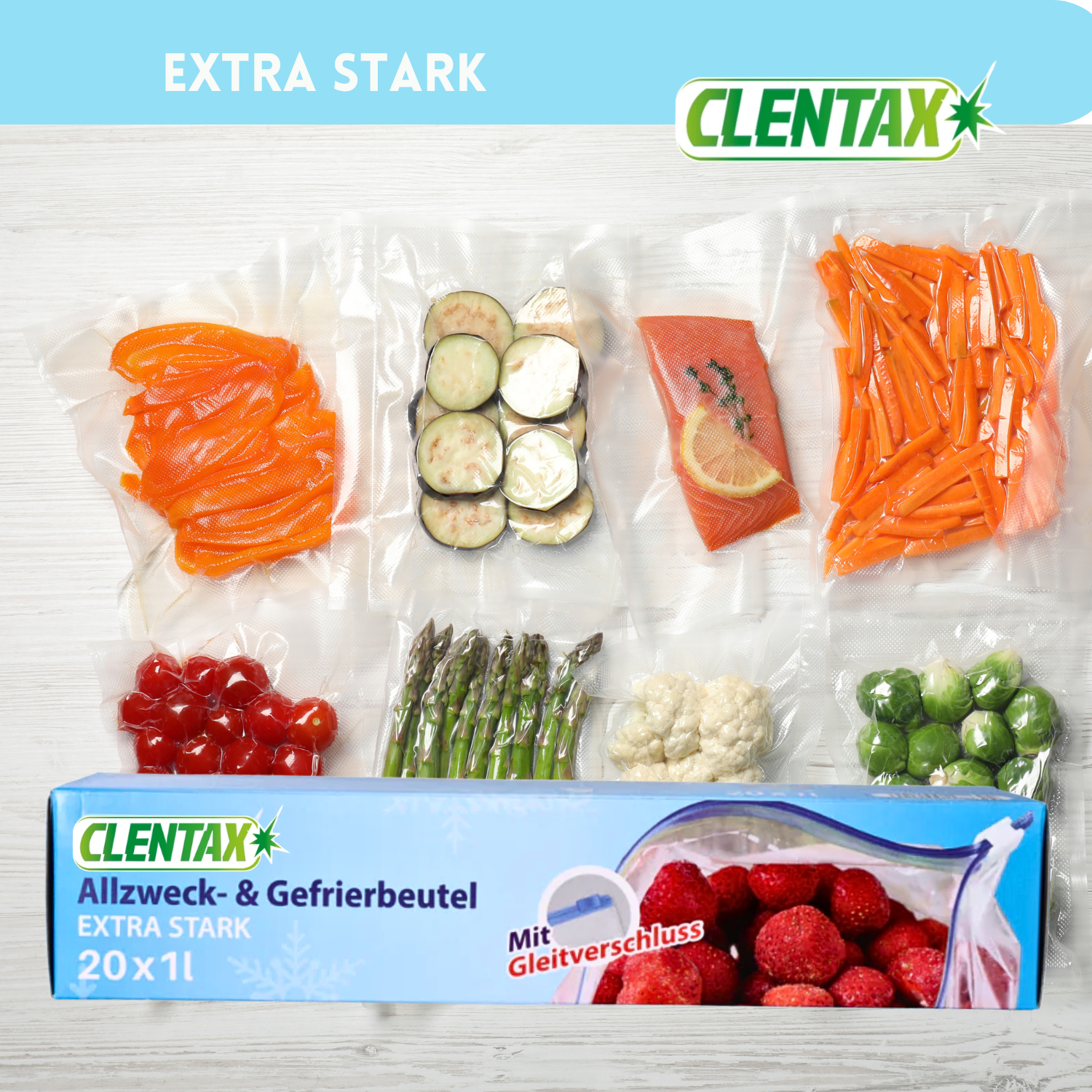 CLENTAX Gefrierbeutel 1L mit Gleitverschluss 30 x 20 St
