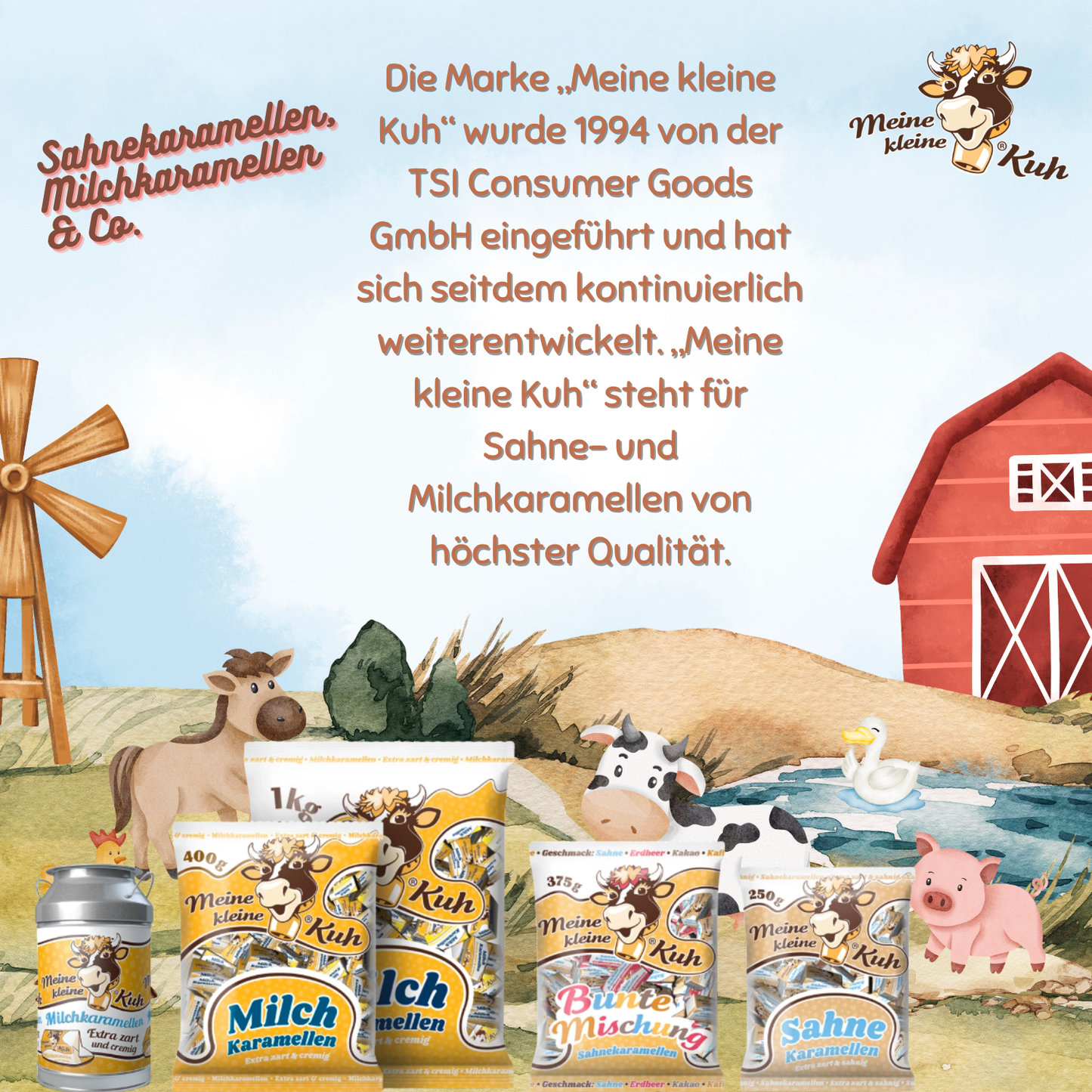 MEINE KLEINE KUH Bunte Mischung 25 x 375g Sahne Bonbon ( Sahne Erdbeer Kakao Kaffee )