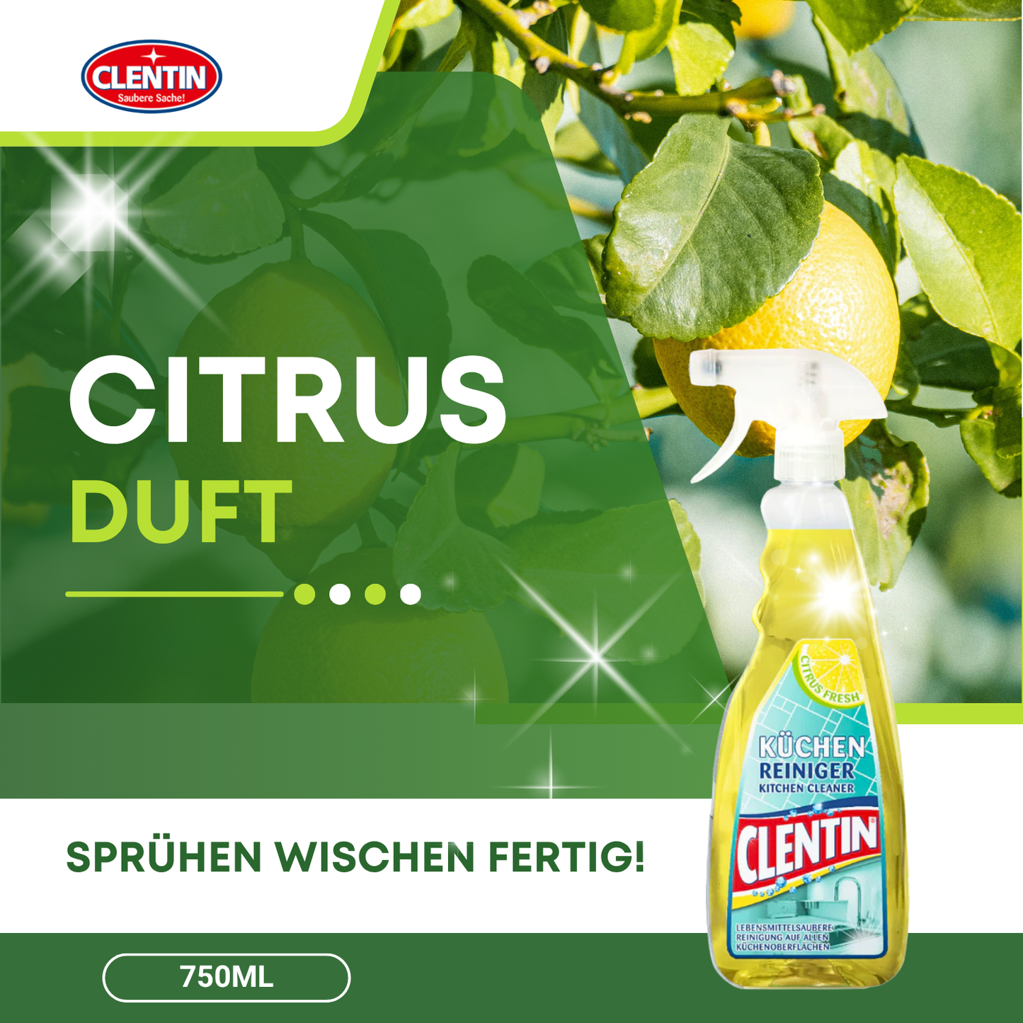 CLENTIN Küchenreiniger Zitrone 750ml