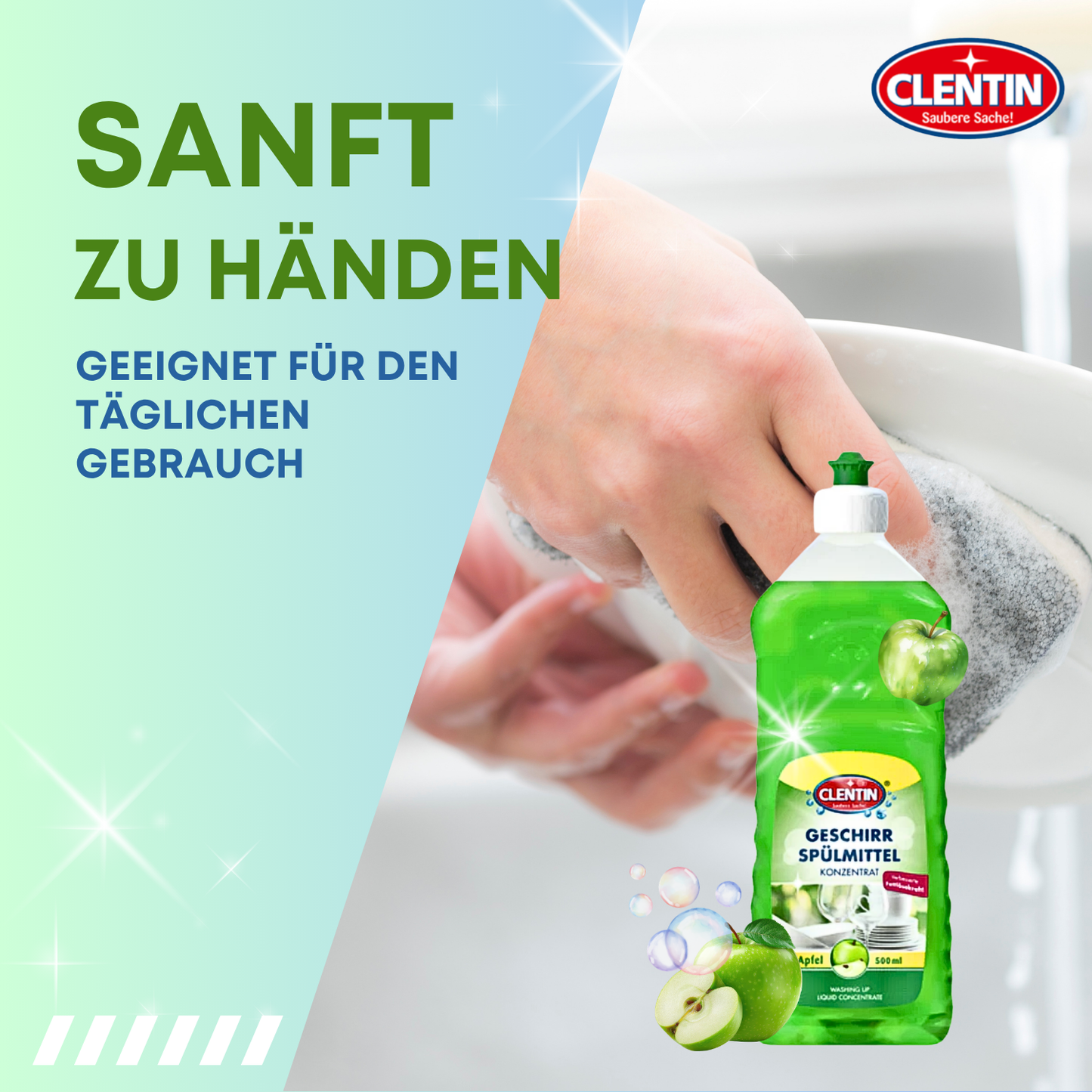 CLENTIN Geschirrspülmittel Apfel 12 x 500ml Konzentrat
