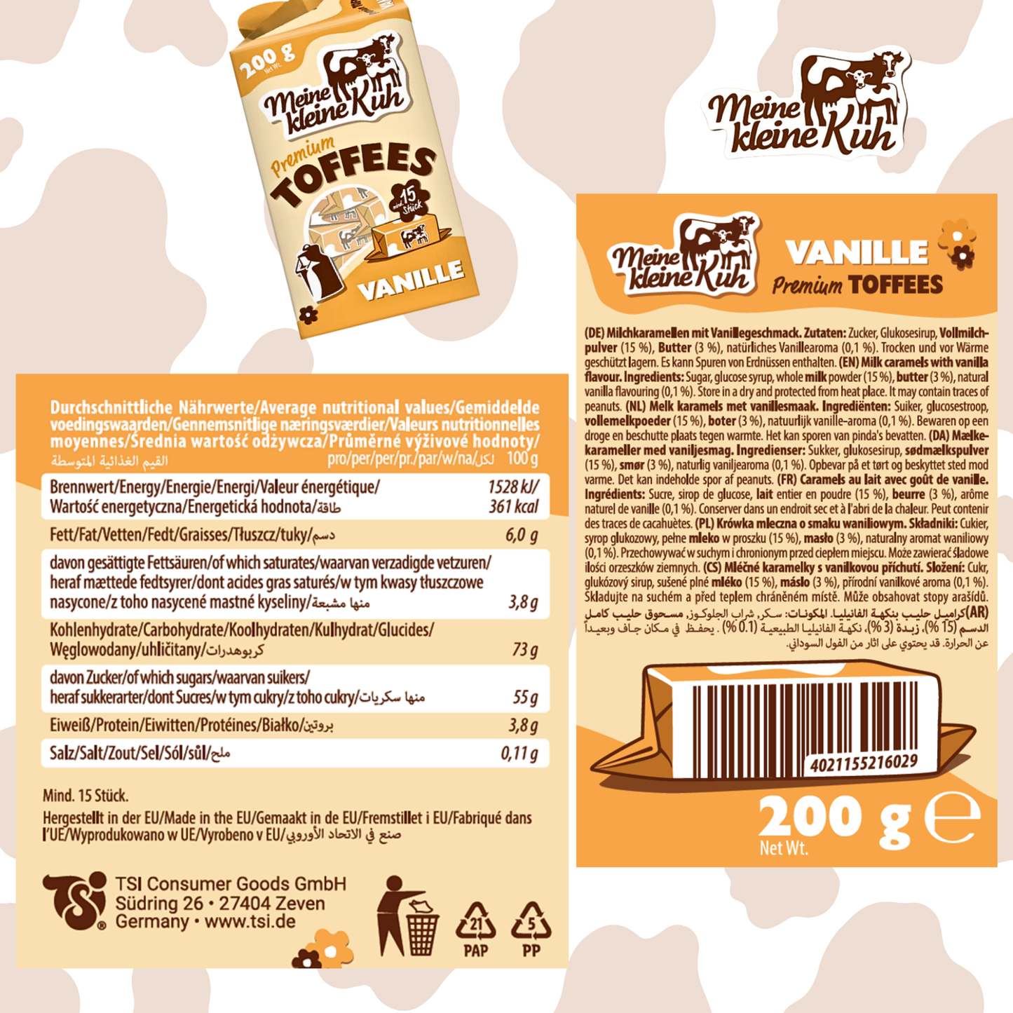 MEINE KLEINE KUH Premium Fudges Vanille Bonbons 20 x 200g