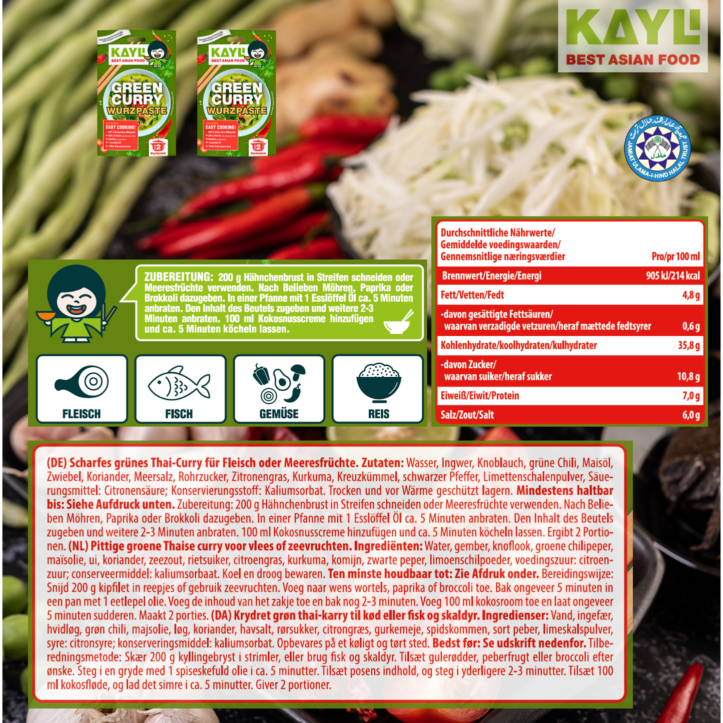 KAY LI Grüne Curry Paste 15 x 50g