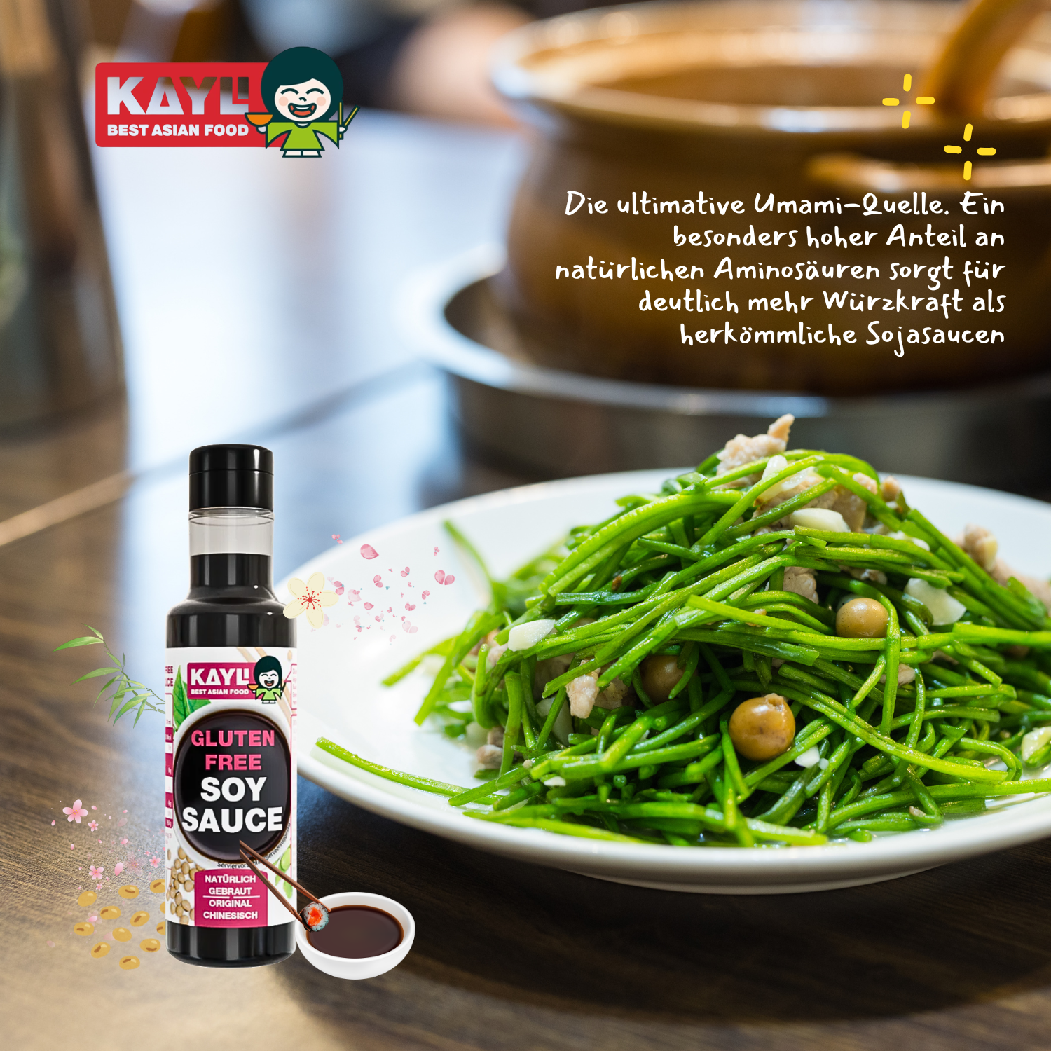KAY LI Sojasauce glutenfrei 12 x 150ml - Authentische Aromen aus Asien