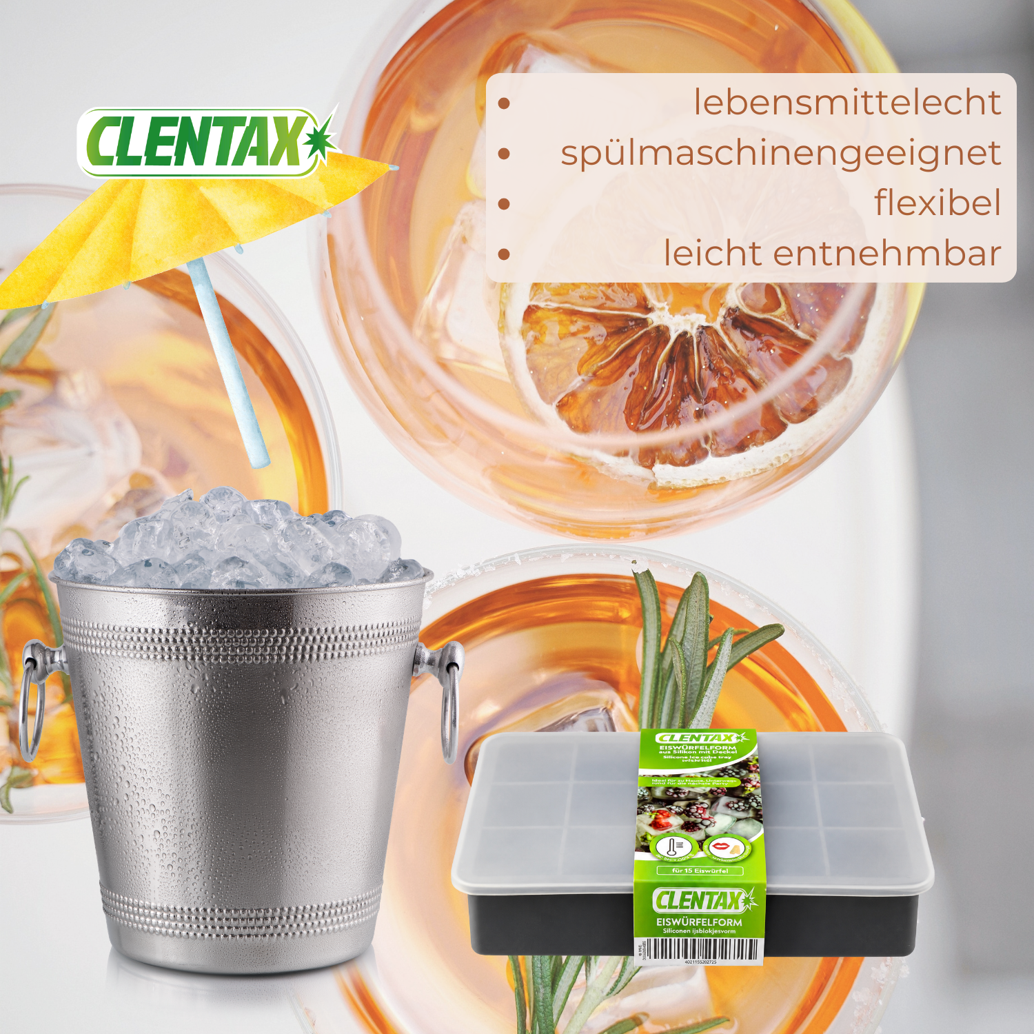 CLENTAX Eiswürfelform aus Silikon 1 Stk