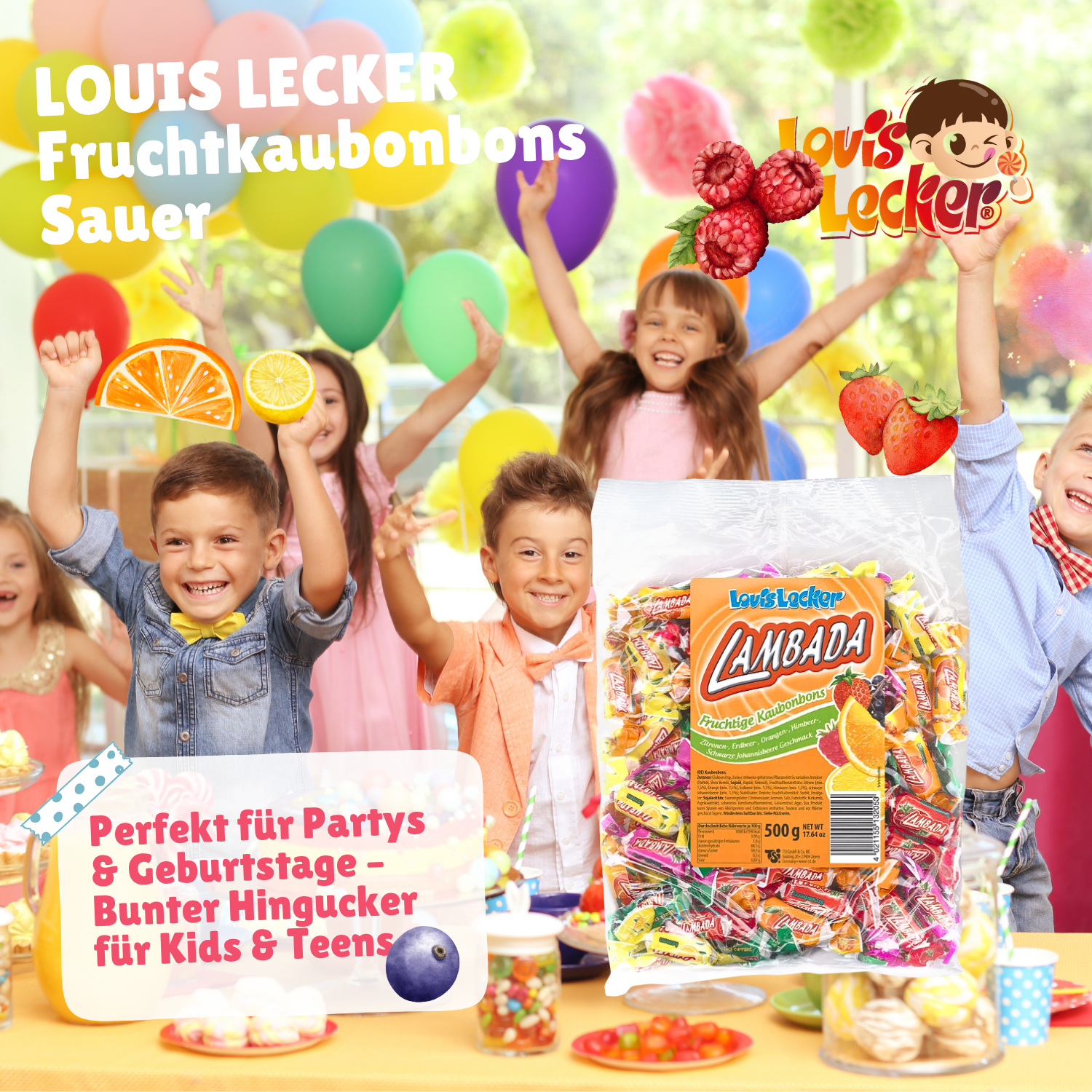 LOUIS LECKER Fruchtkaubonbons Sauer 10 x 500g