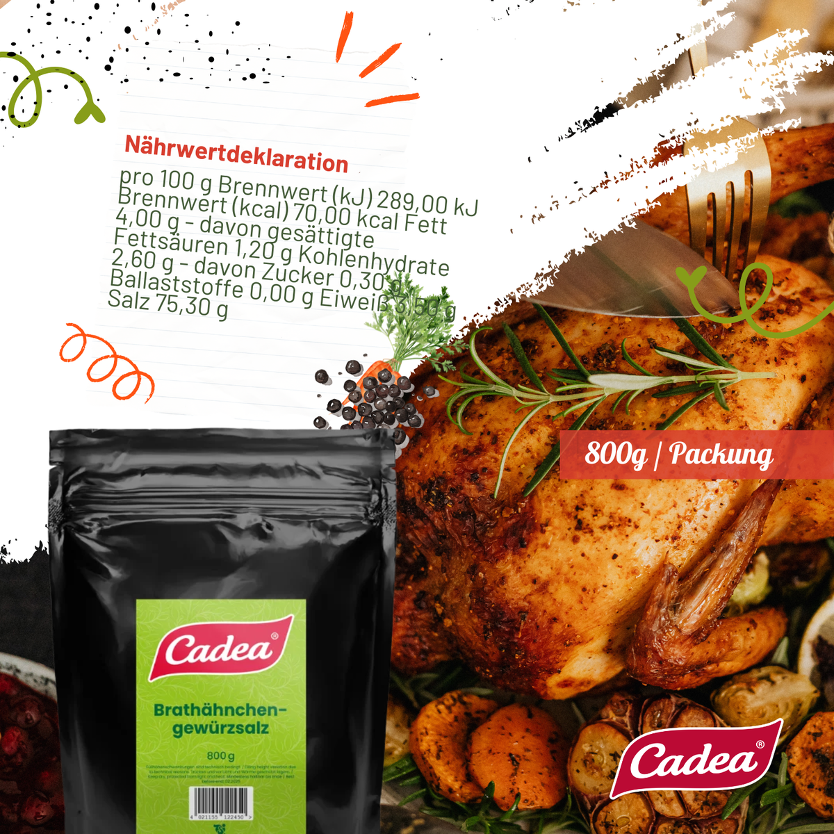 CADEA Brathähnchen Gewürzsalz 5 x 800g Beutel