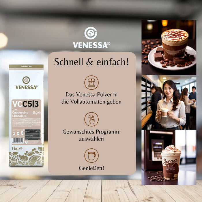 VENESSA VC 5|3 Cappuccino Chocolate  5 x 1kg Kakaopulver mit Kaffee für Vending