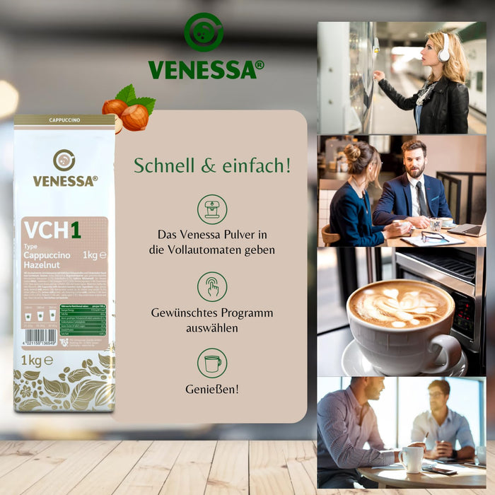 VENESSA VCH 1 Cappuccino Hazelnut 1kg Löslicher Instantkaffee Haselnussgeschmack