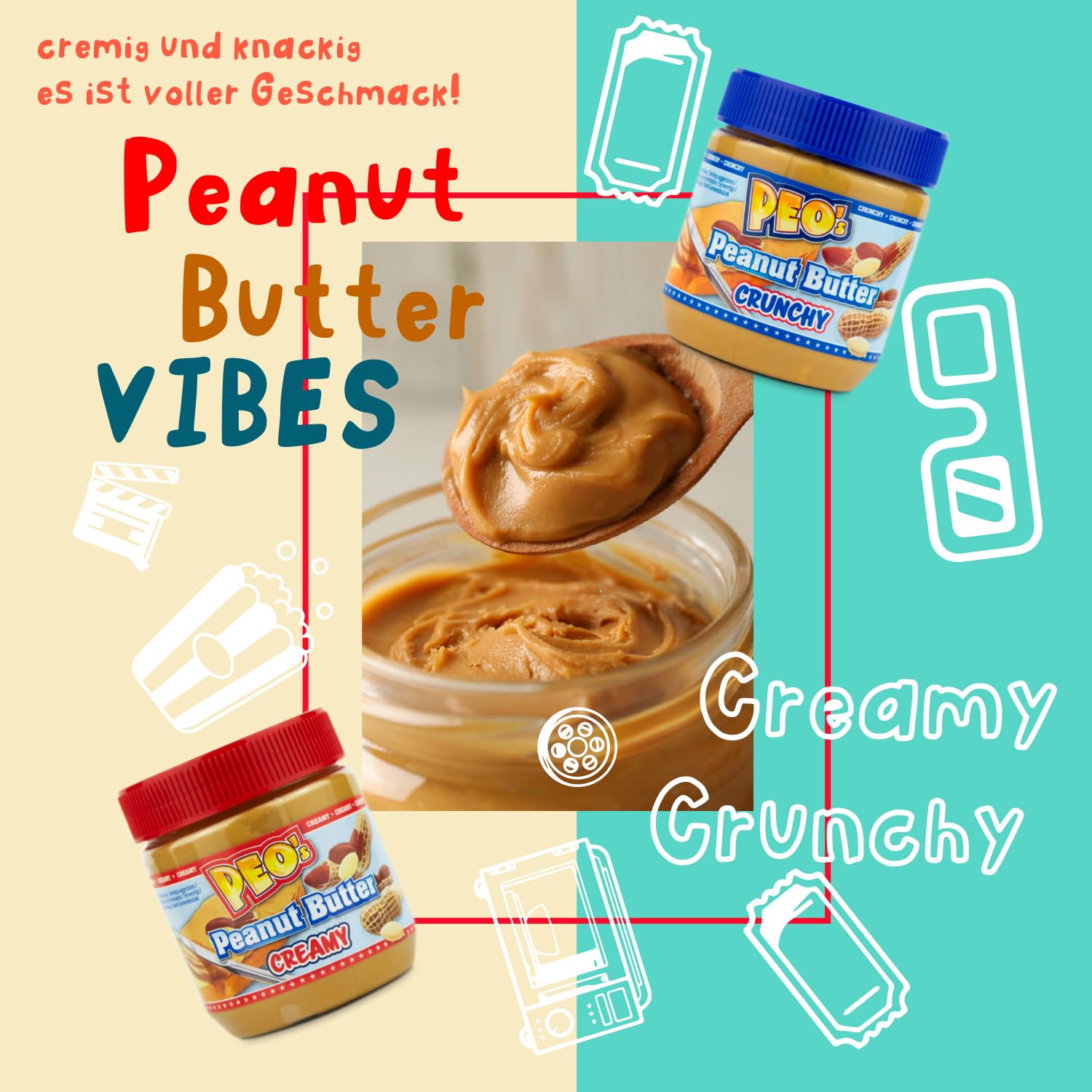 erdnussbutter aufbewahrung PEO's Peanut Butter 12 x 350g Erdnussbutter Crunchy