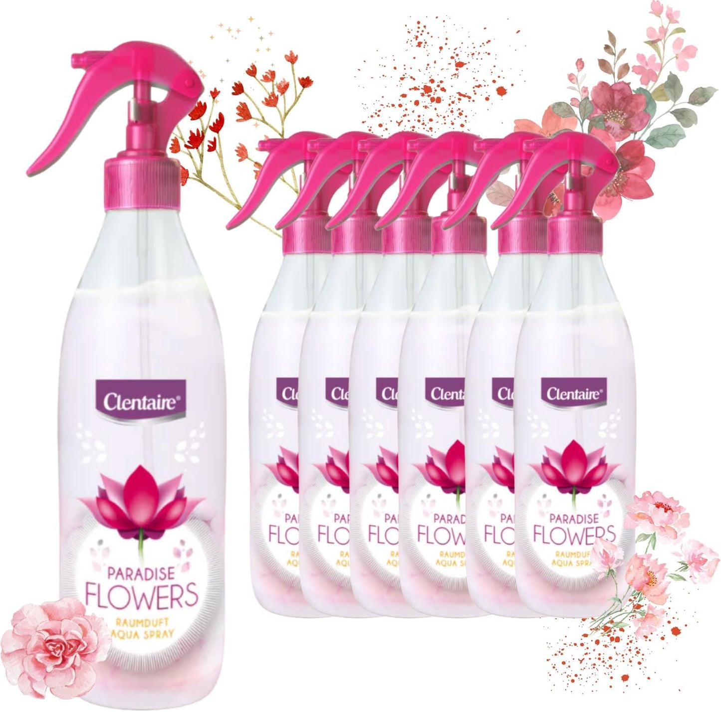 CLENTAIRE Lufterfrischer & Textilerfrischer Paradise Flowers 12 x 425ml