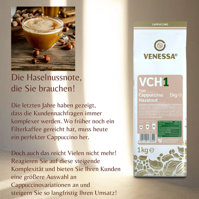 VENESSA VCH 1 Cappuccino Hazelnut 10 x 1kg Löslicher Haselnuss Instantkaffee