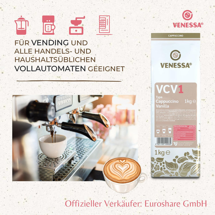VENESSA VCV1 Cappuccino Vanilla 10 x 1kg - Vorteilspack - Cremiger Cappuccino mit feiner Vanillenote
