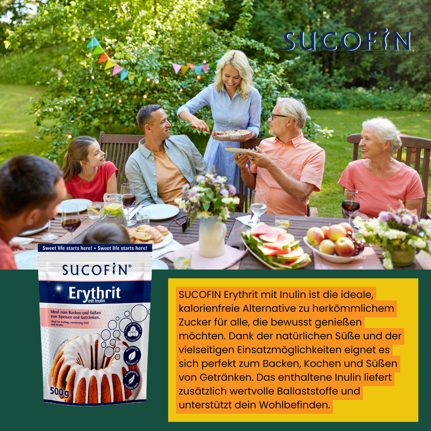 SUCOFIN Erythrit mit Inulin 10 x 500g