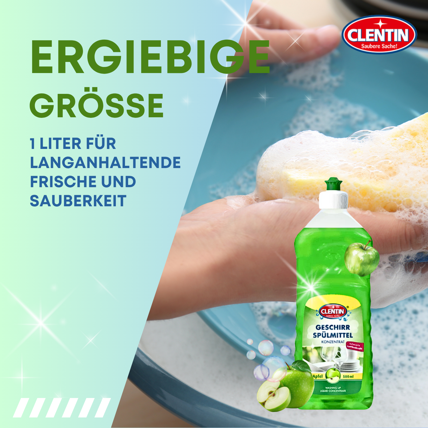 CLENTIN Geschirrspülmittel Apfel 12 x 500ml Konzentrat