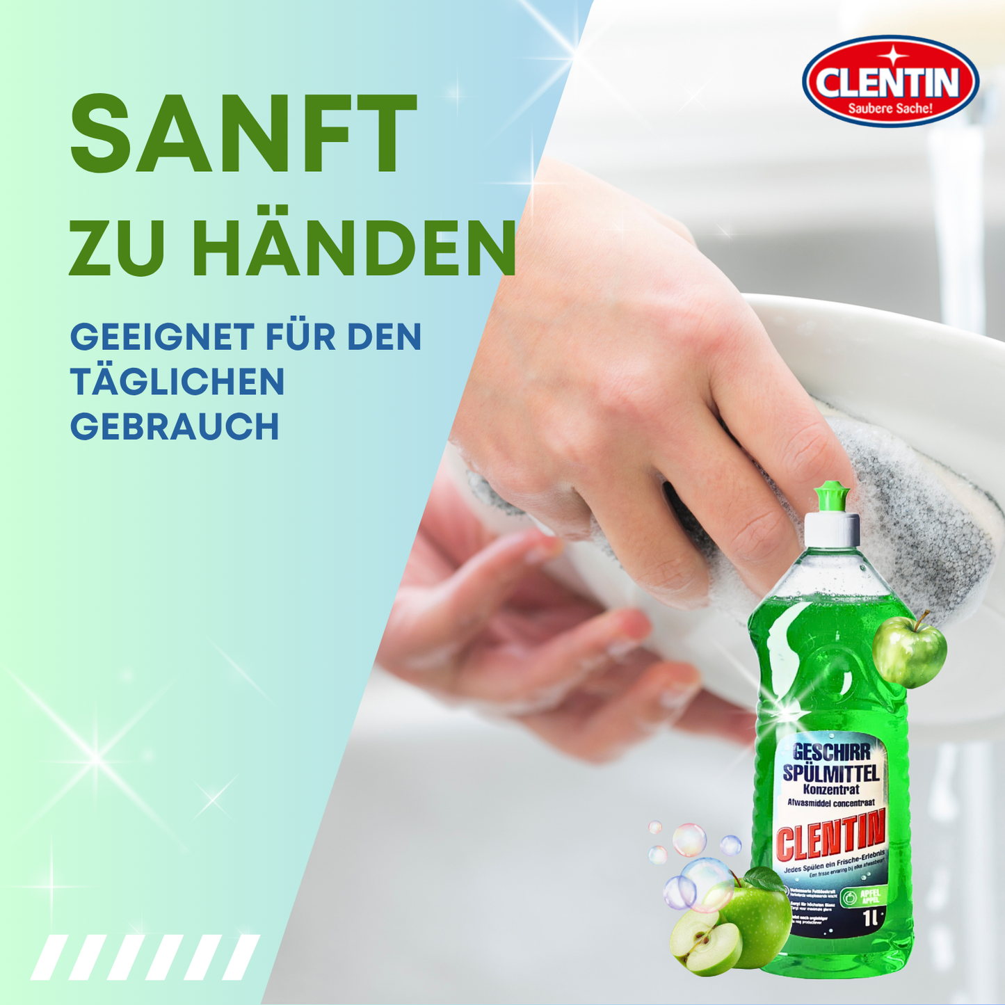 CLENTIN Geschirrspülmittel Apfel 12 x 1000ml