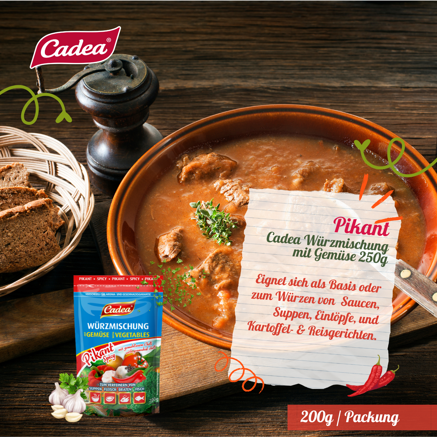 CADEA Würzmischung mit Gemüse Pikant 20 x 200g
