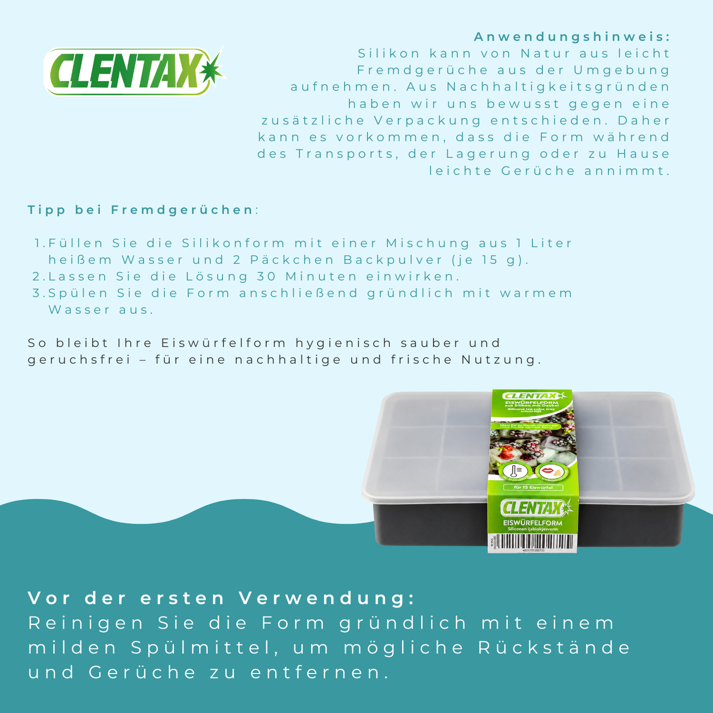 CLENTAX Eiswürfelform aus Silikon 1 Stk