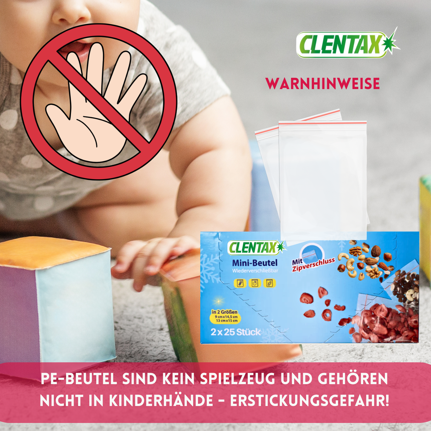CLENTAX Haushaltsbeutel Mini 21 x 50 Stk ( in 2 Größen ) Lebensmittelecht
