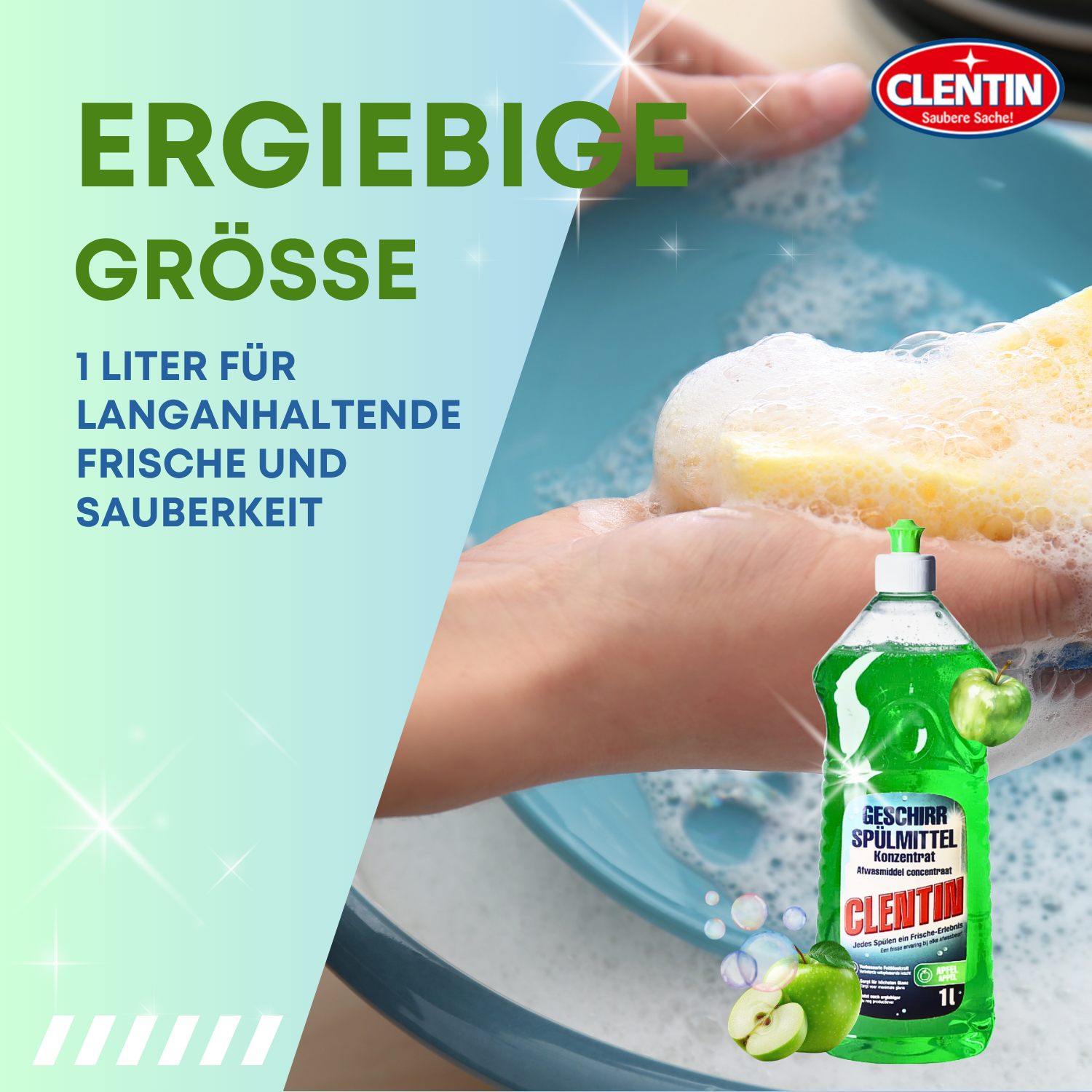 CLENTIN Geschirrspülmittel Apfel 12 x 1000ml