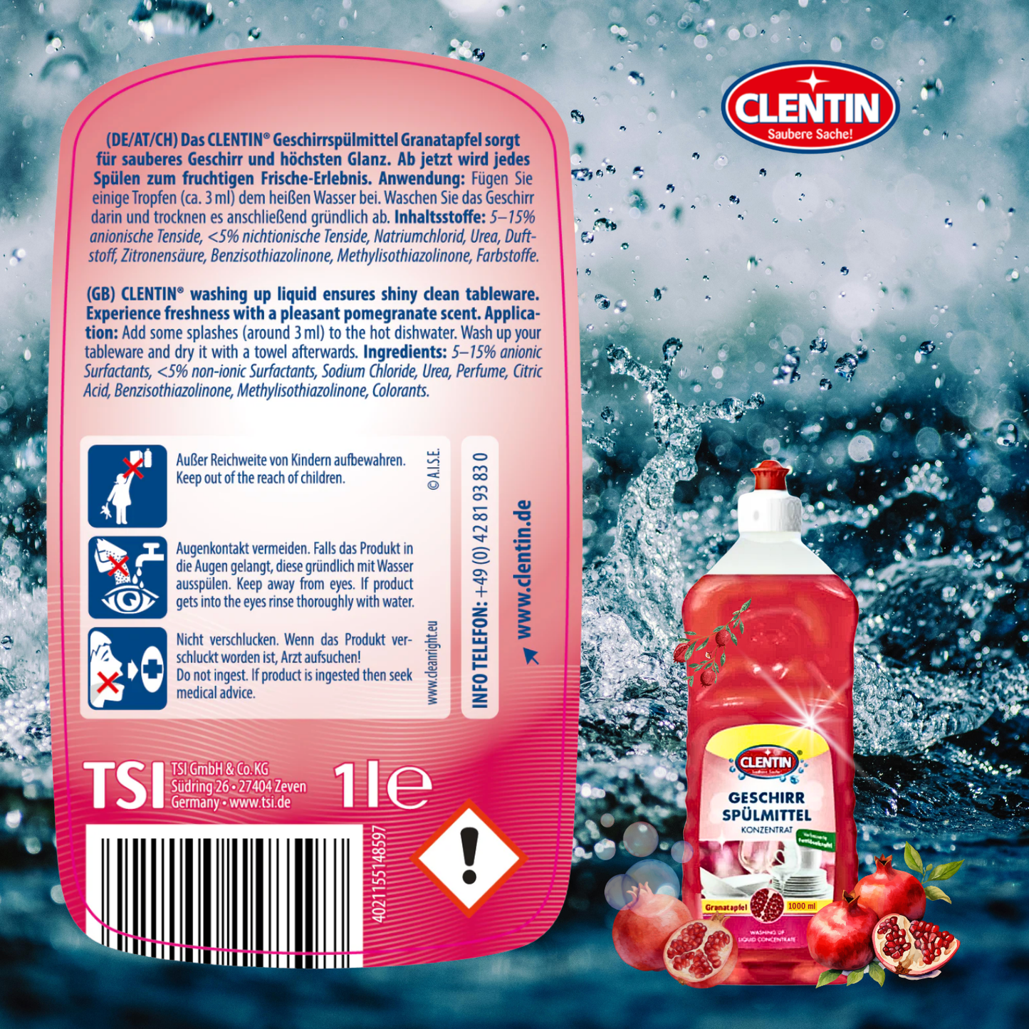 CLENTIN Spülmittel Granatapfel 1000ml