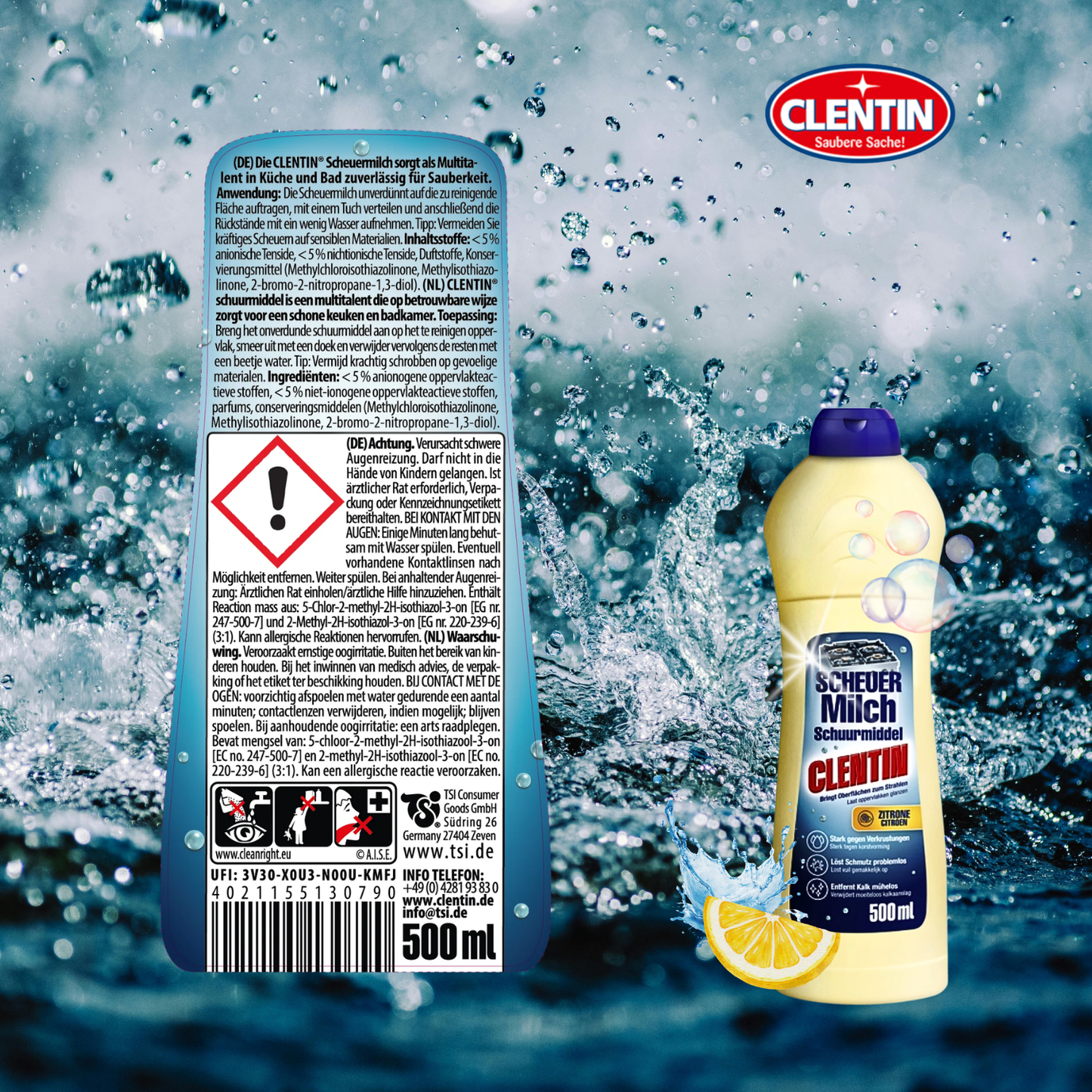 CLENTIN Scheuermilch Zitrone 12 x 500ml