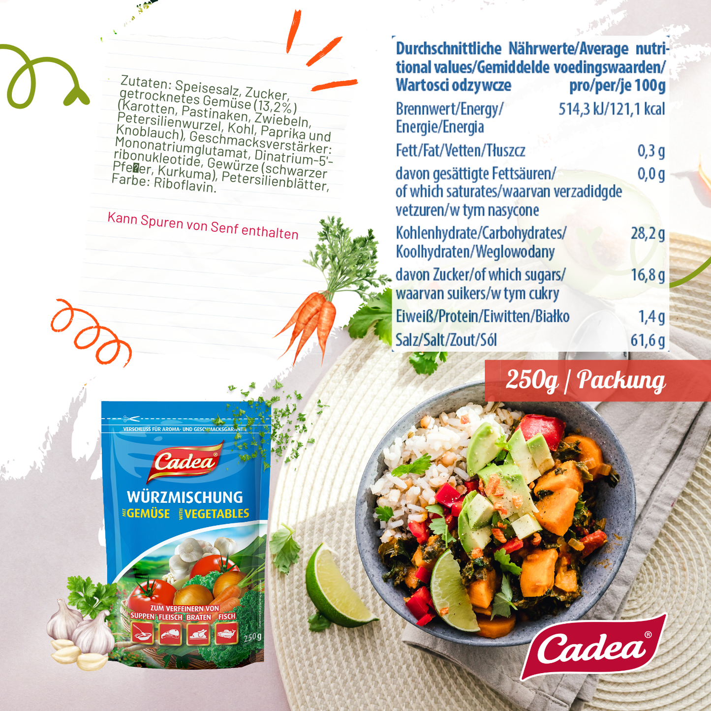 CADEA Würzmischung mit Gemüse 5 x 250g