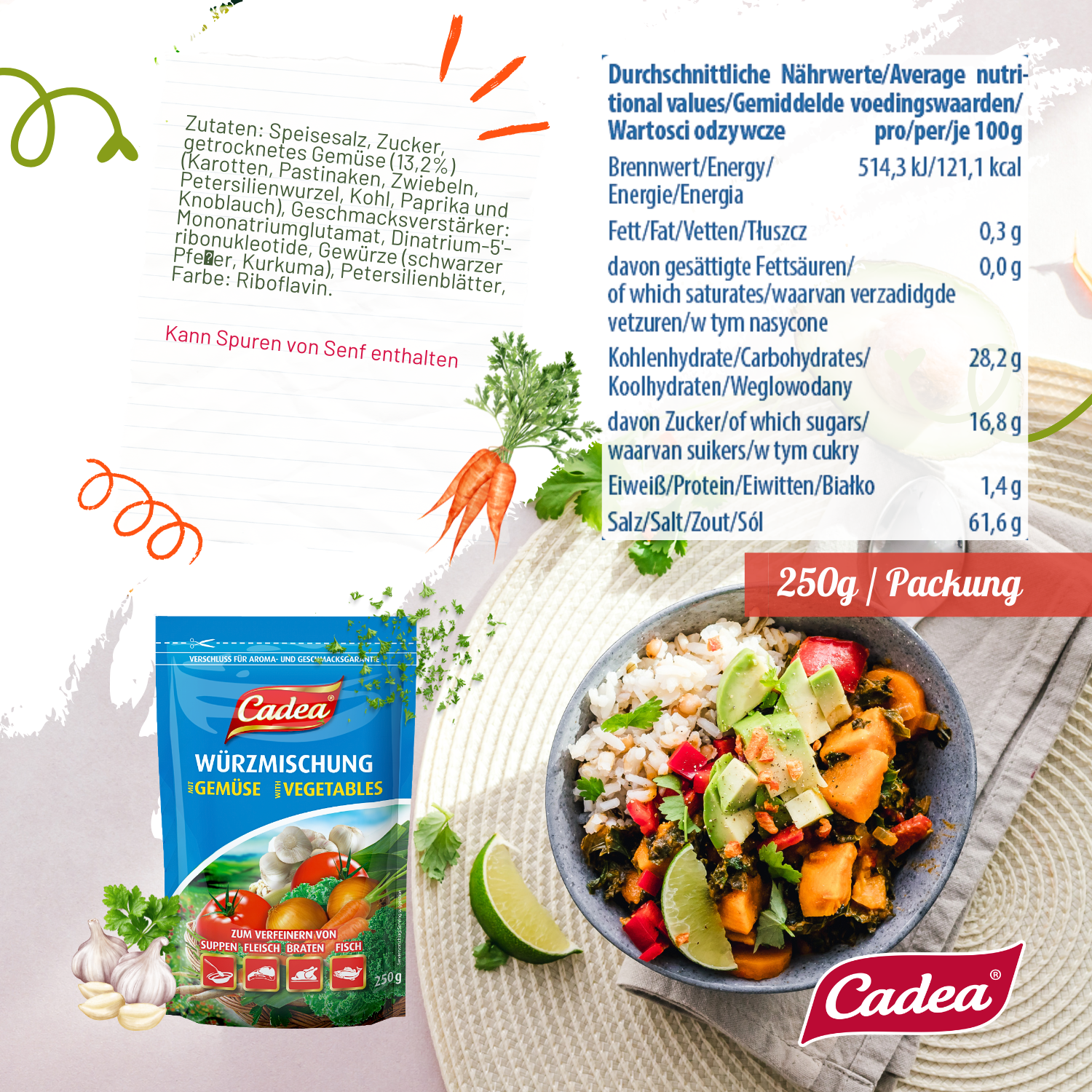 CADEA Würzmischung mit Gemüse 5 x 250g