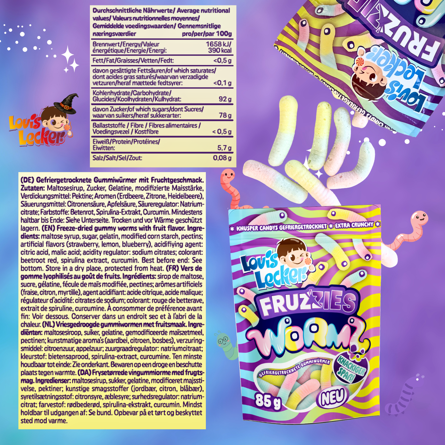 LOUIS LECKER Gefriergetrocknete Würmer 85g