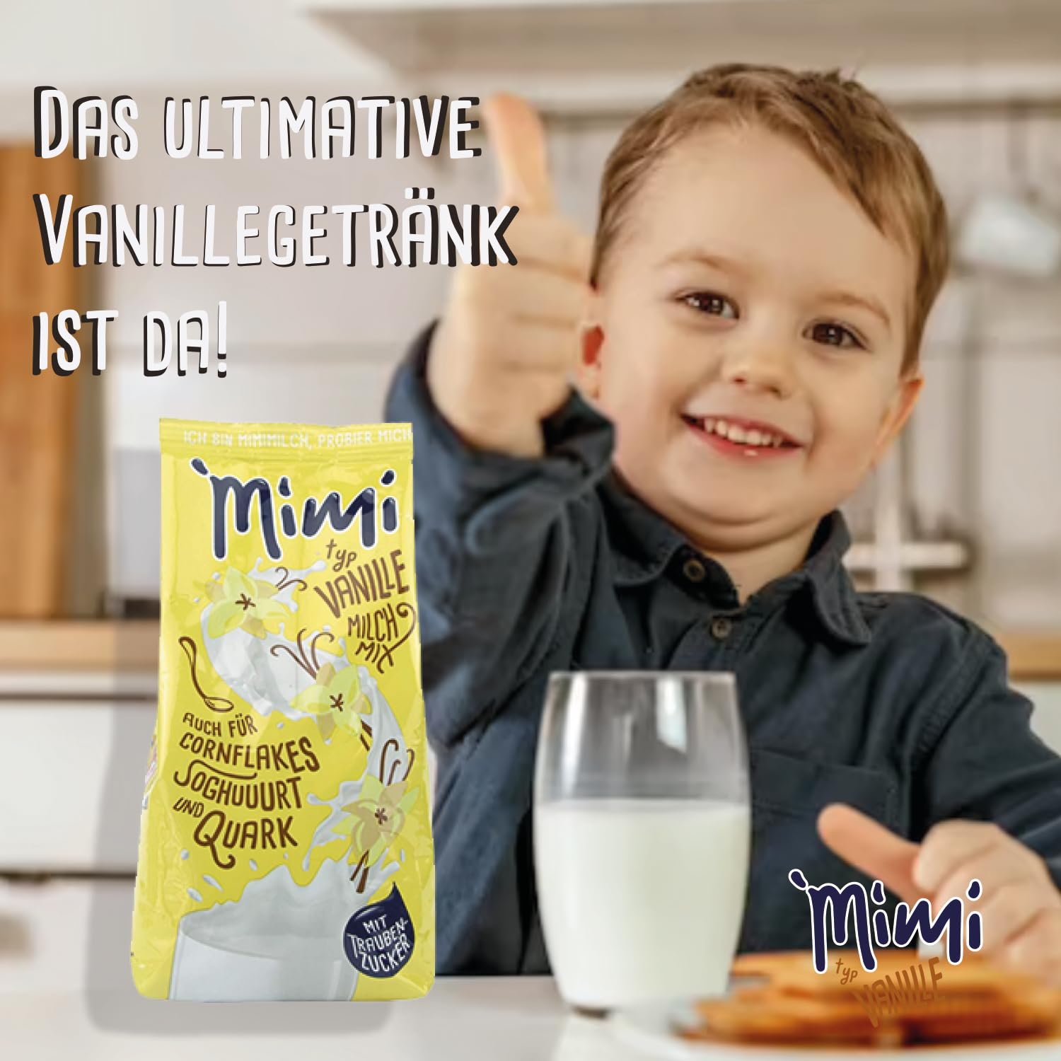 mimi milchmix vanille getränkepulver für vanillemilch schnell und einfach zubereiten und pulvereauflösen perfekt für das frühstück von kindern und kids
